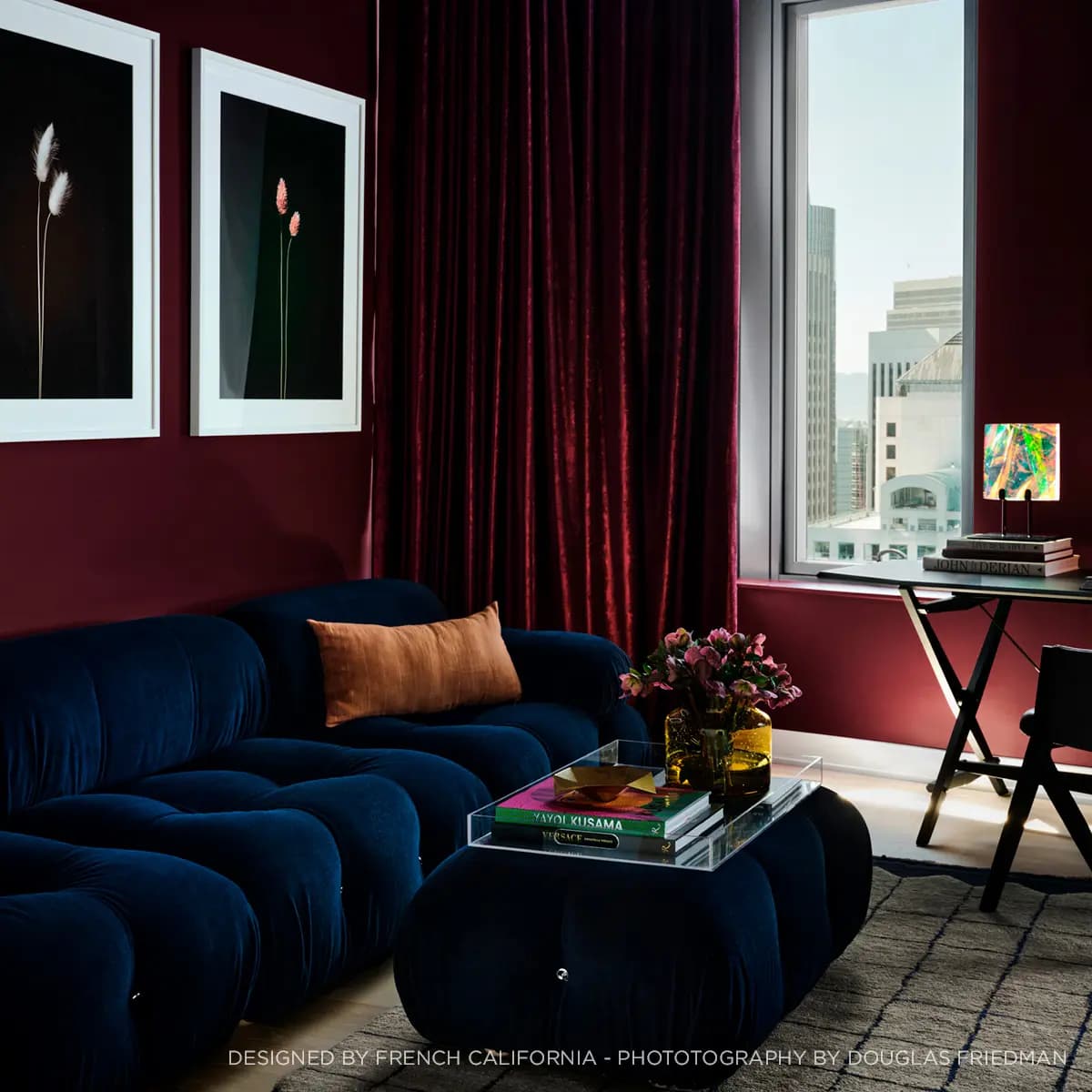 LOBBY SCENE_ Dark, warm purple-red