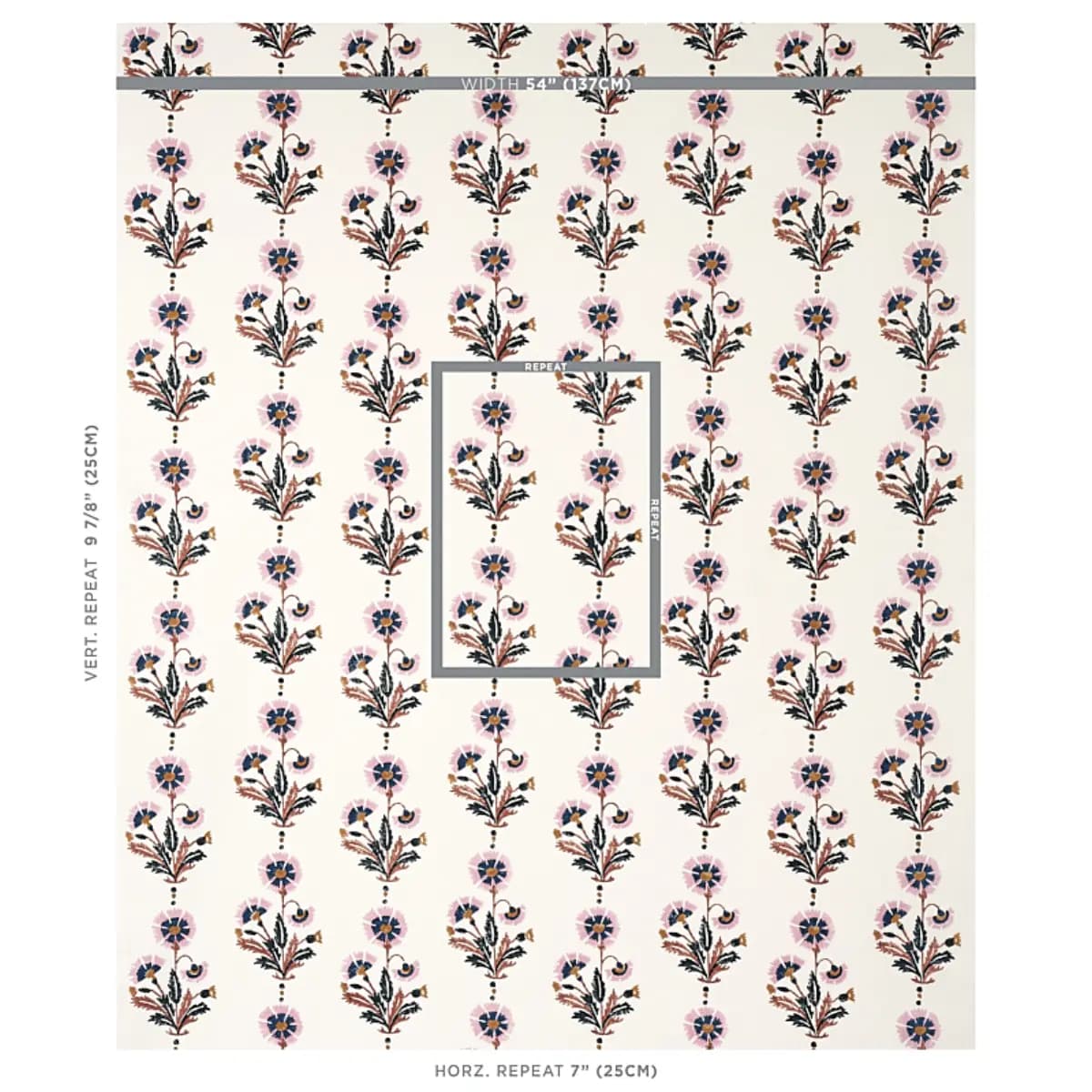 DIANTHUS HAND BLOCK PRINT_ RUST & ROSE