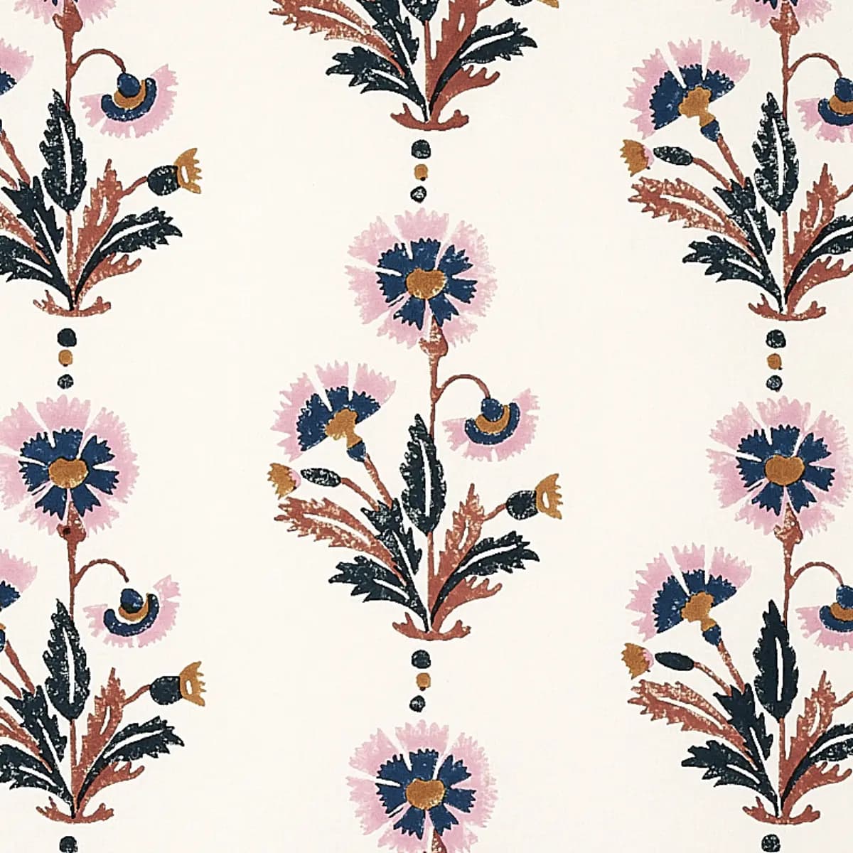 DIANTHUS HAND BLOCK PRINT_ RUST & ROSE
