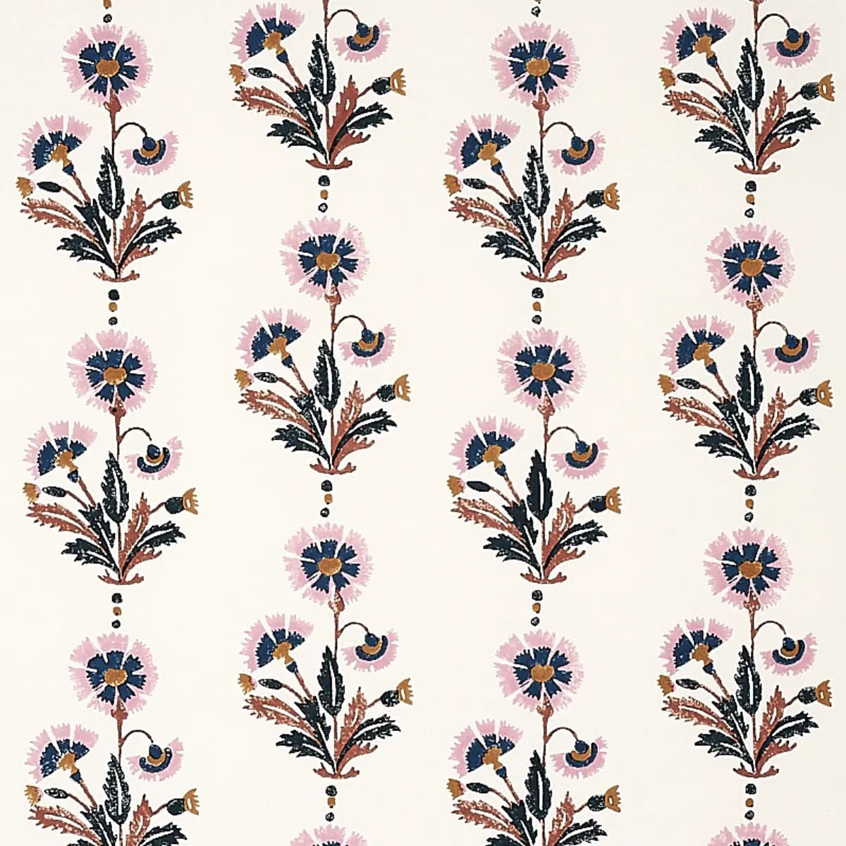DIANTHUS HAND BLOCK PRINT_ RUST & ROSE