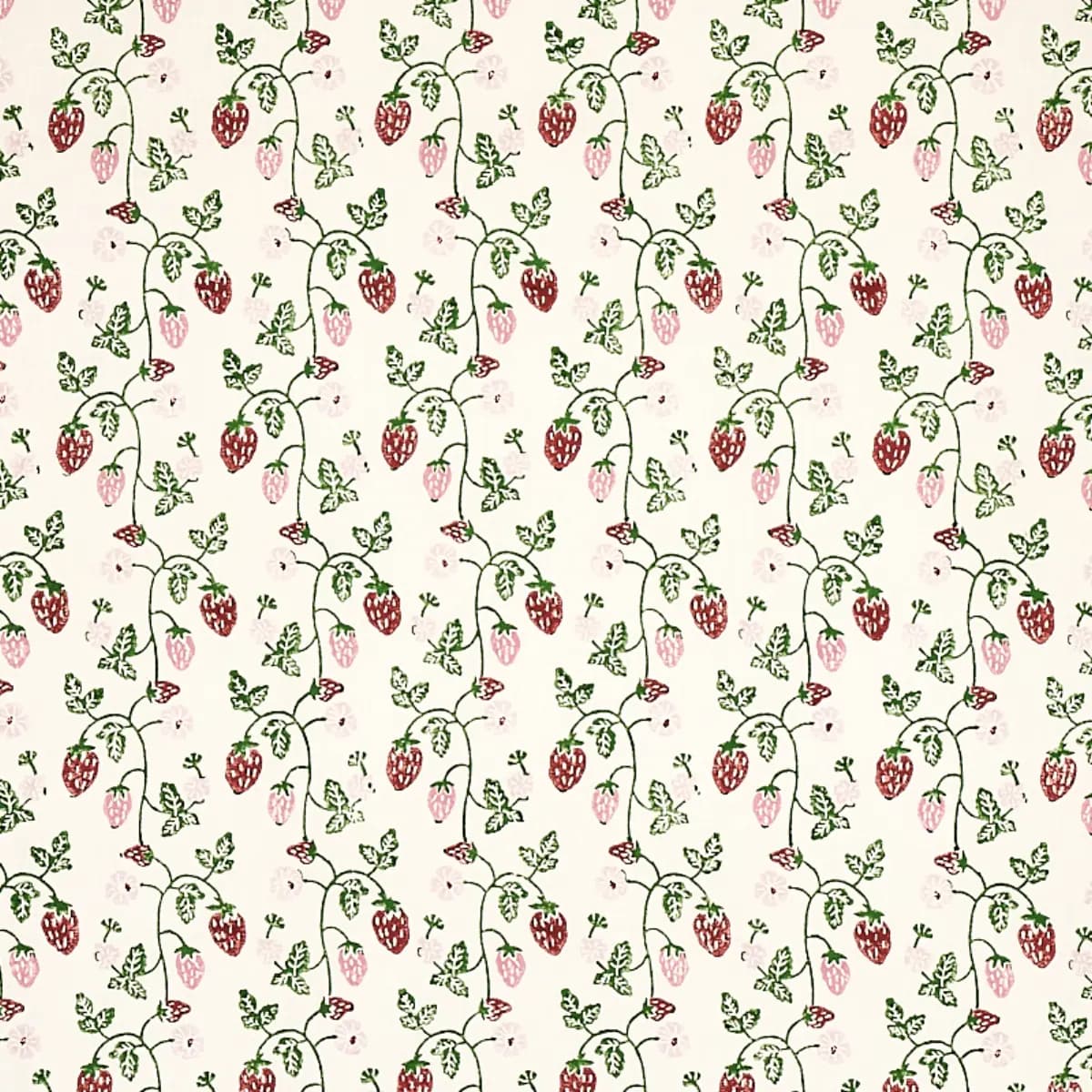 STRAWBERRY HAND BLOCK PRINT_ GRASS