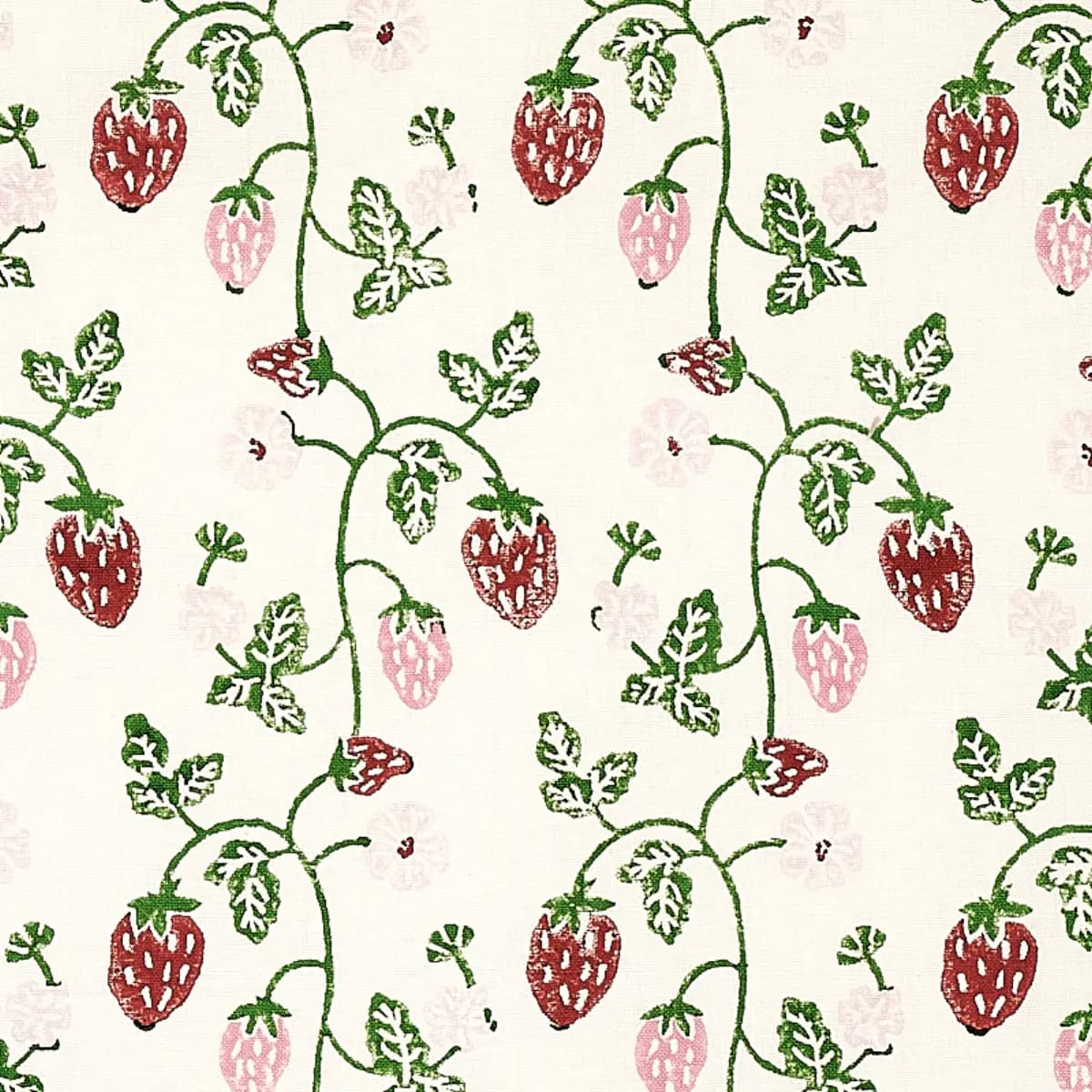 STRAWBERRY HAND BLOCK PRINT_ GRASS