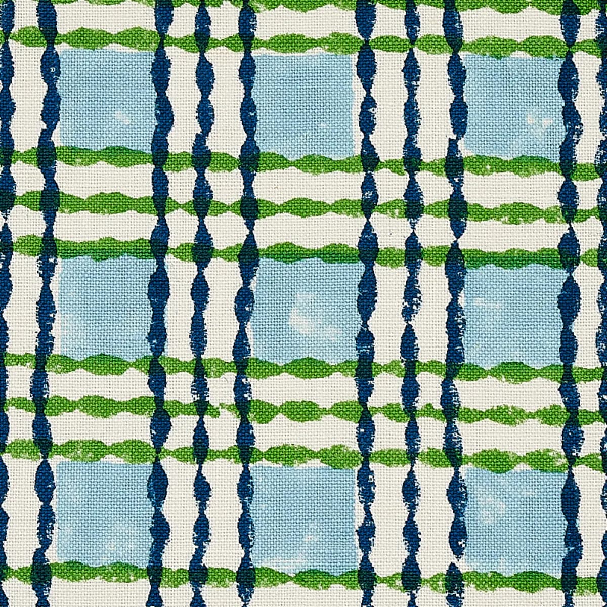 TRELLIS HAND BLOCK PRINT_ SKY & GRASS