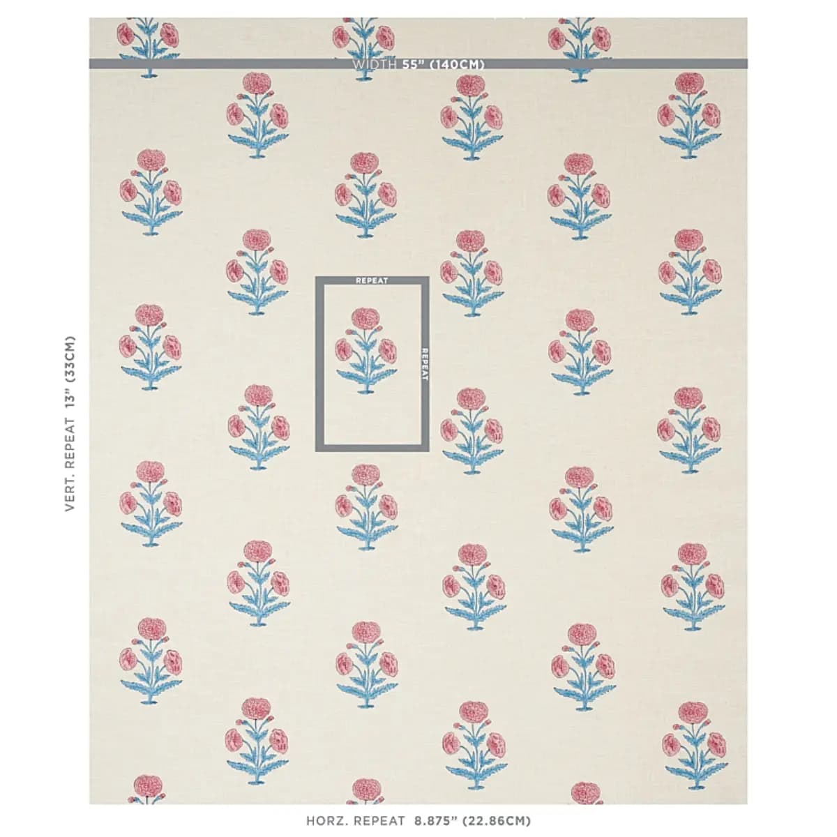 POPPY HAND BLOCK PRINT_ ROSE & SKY