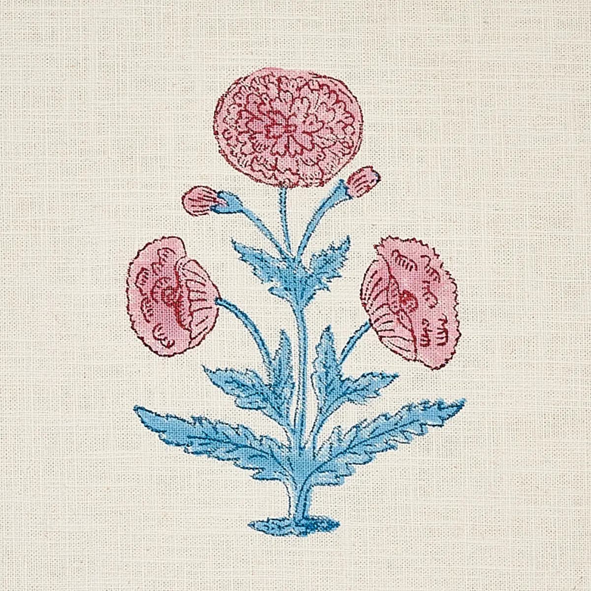 POPPY HAND BLOCK PRINT_ ROSE & SKY
