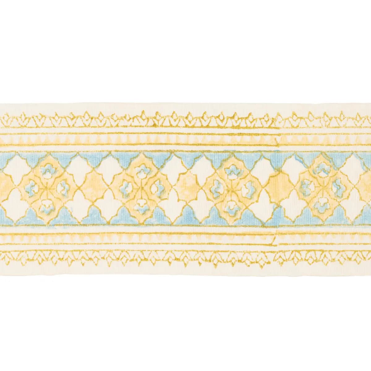 AMIRA HAND BLOCK PRINTED TAPE_ YELLOW & AQUA
