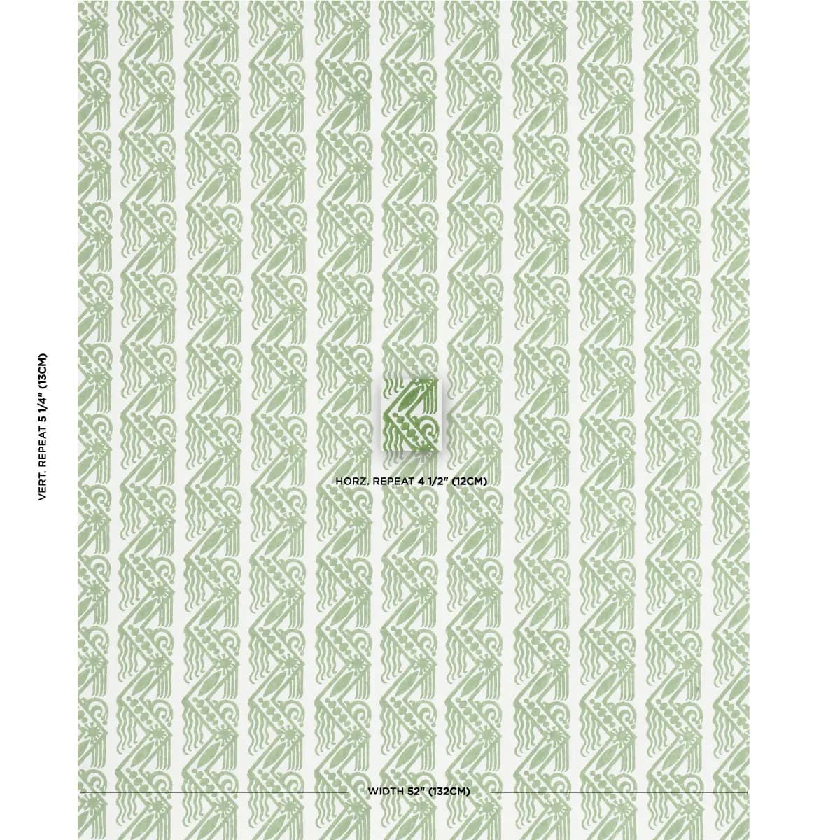 VENETIAN ZIG ZAG BLOCK PRINT_ GREEN