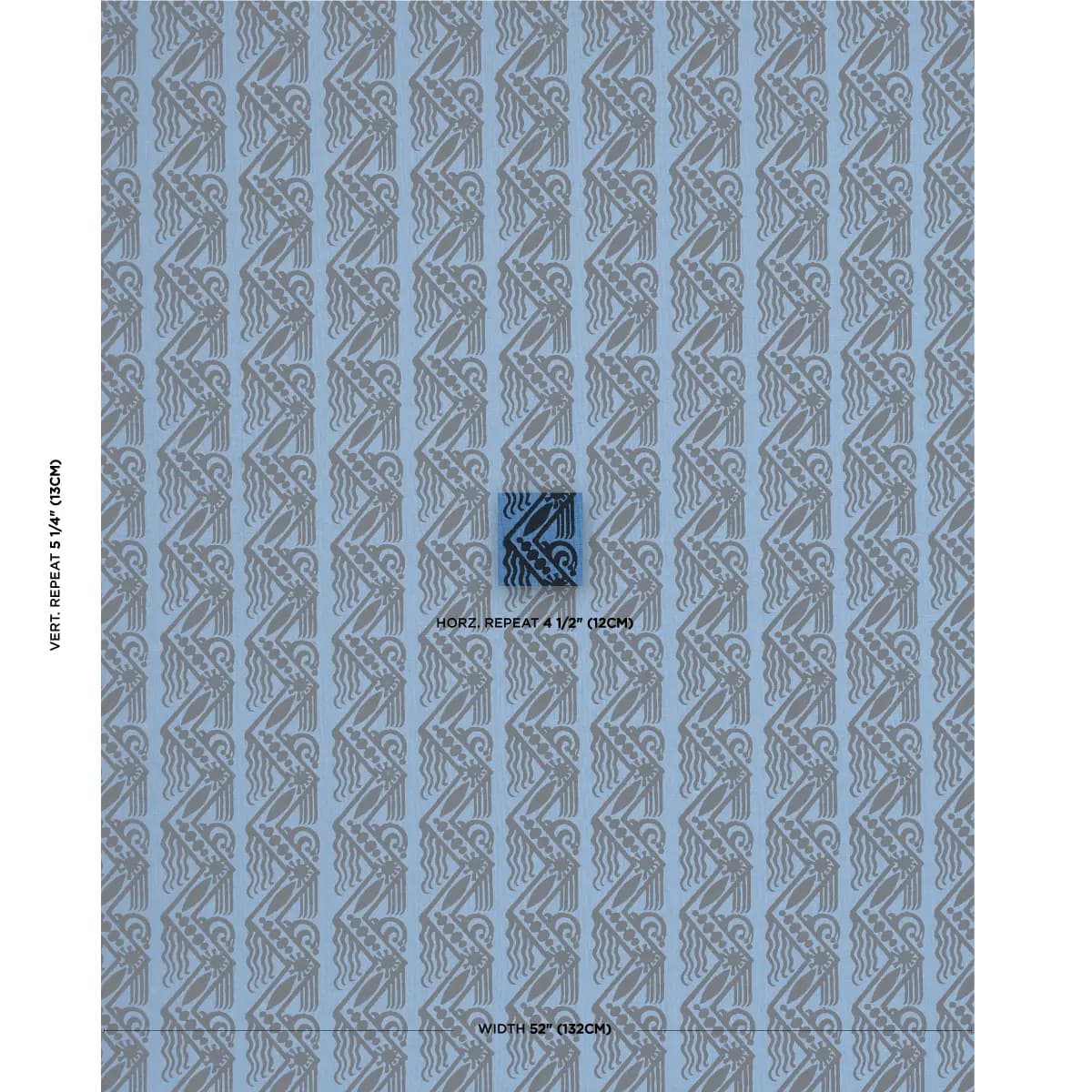 VENETIAN ZIG ZAG BLOCK PRINT_ BLACK ON BLUE