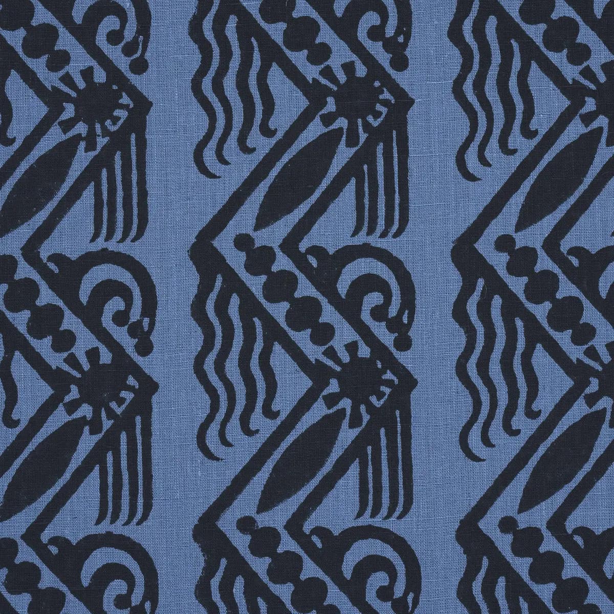 VENETIAN ZIG ZAG BLOCK PRINT_ BLACK ON BLUE