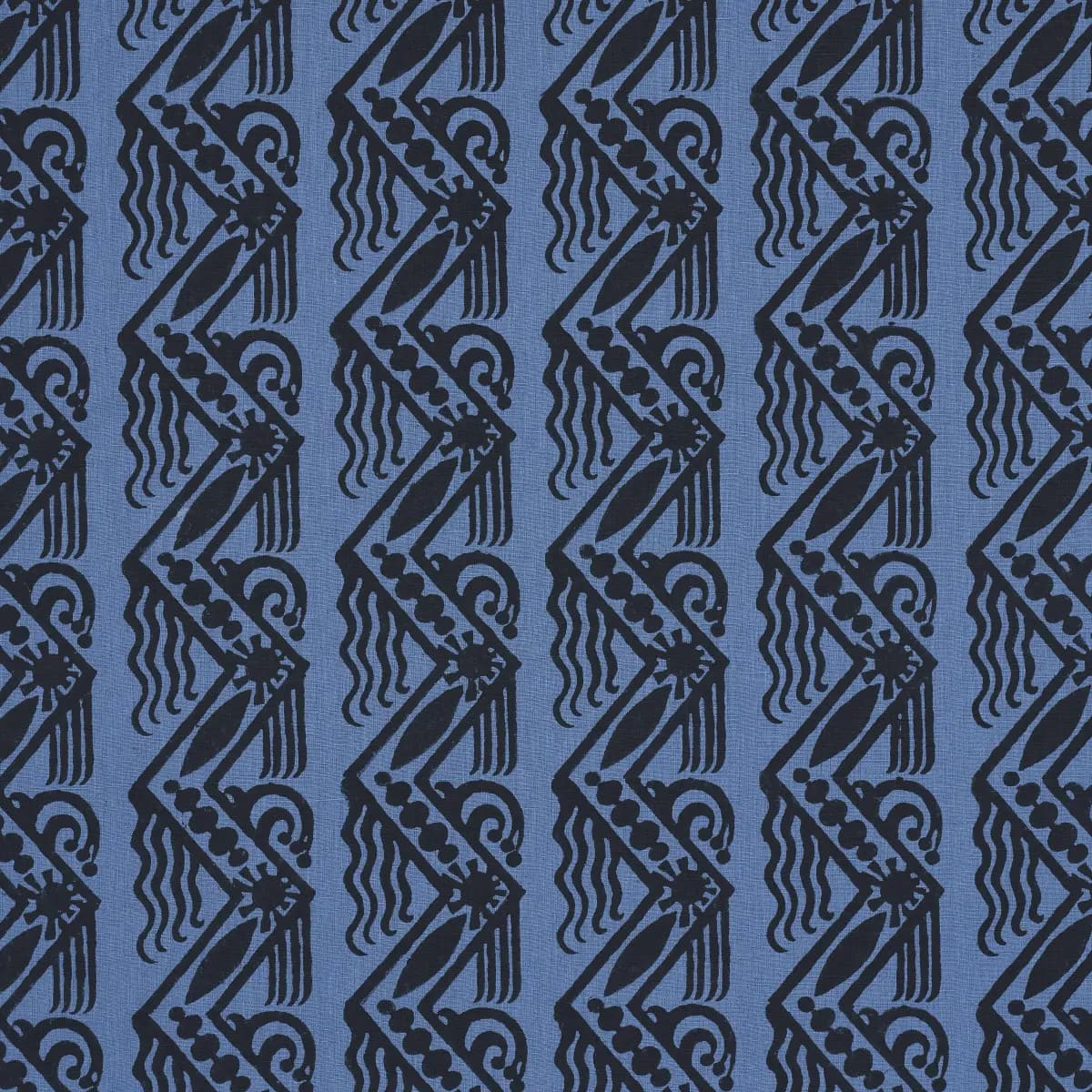 VENETIAN ZIG ZAG BLOCK PRINT_ BLACK ON BLUE