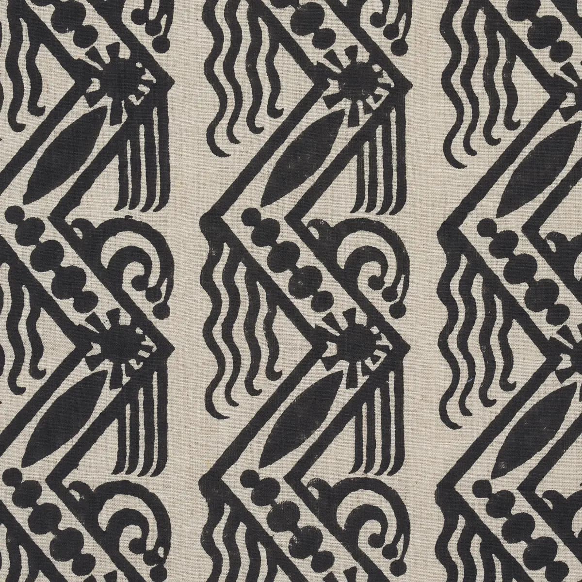 VENETIAN ZIG ZAG BLOCK PRINT_ BLACK ON NATURAL