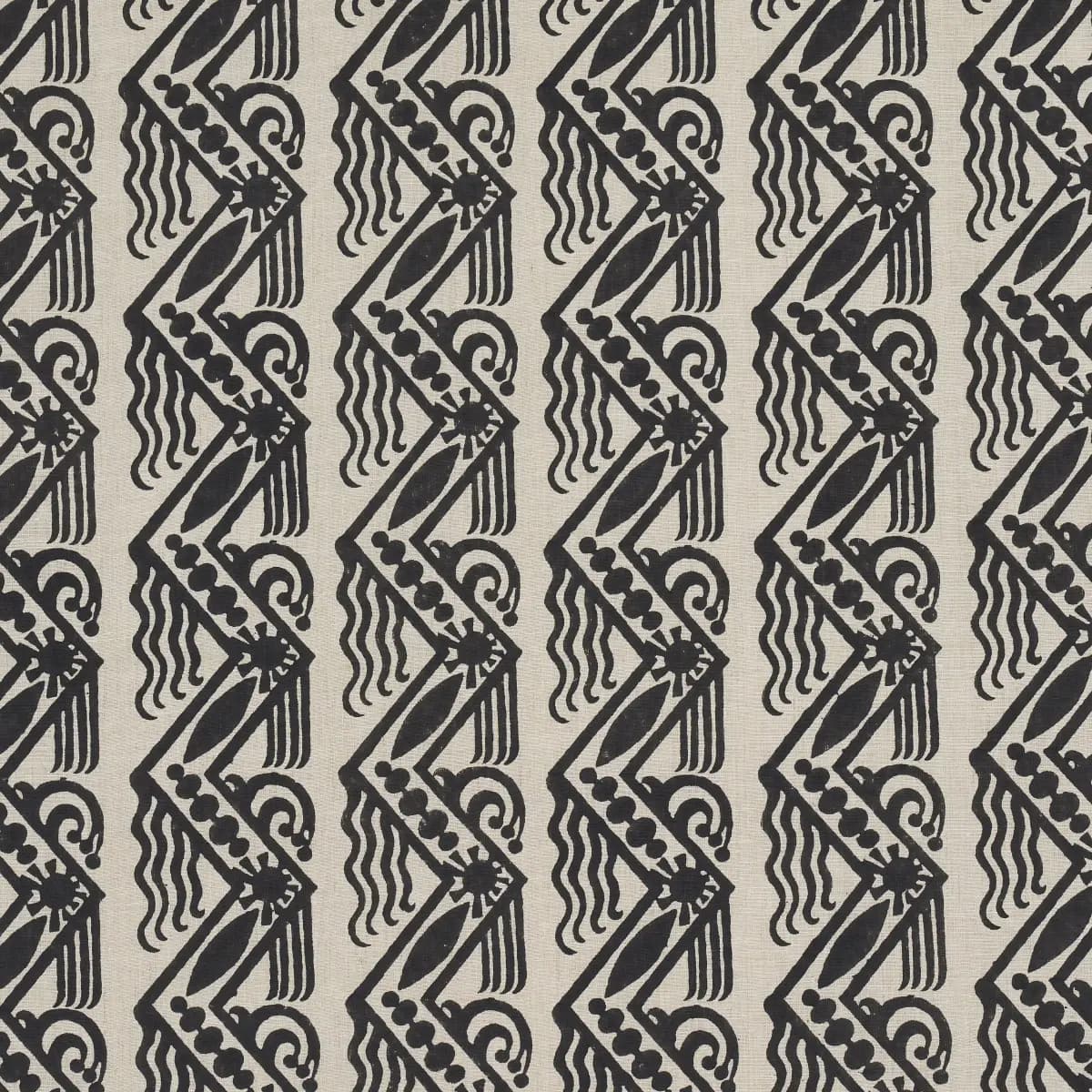 VENETIAN ZIG ZAG BLOCK PRINT_ BLACK ON NATURAL