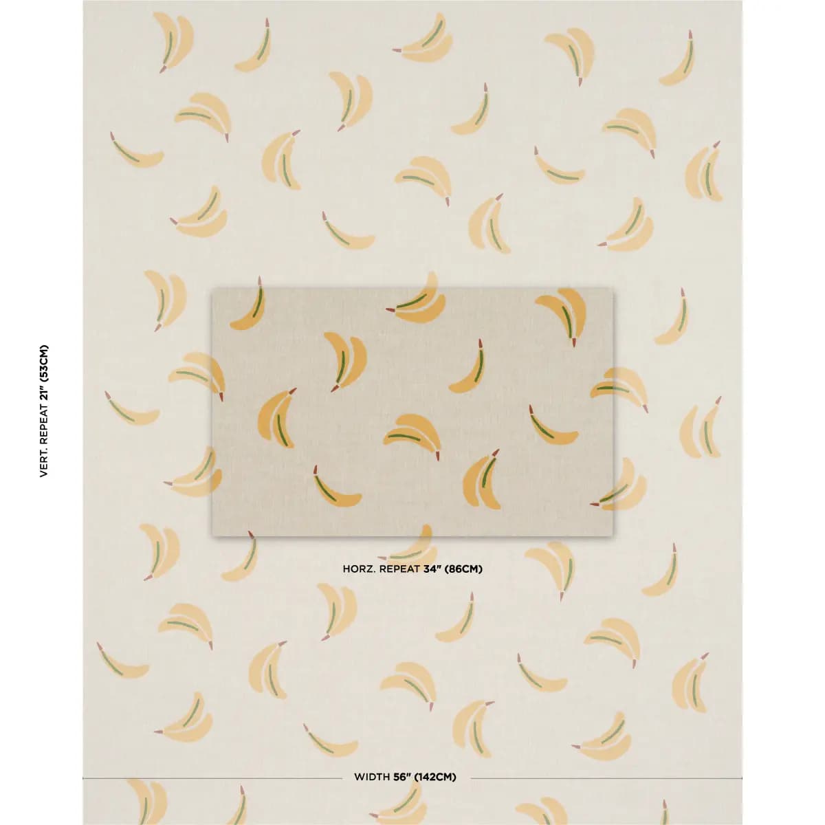 BANANA STAND HAND BLOCK PRINT_ OCHRE AND GREEN ON NATURAL