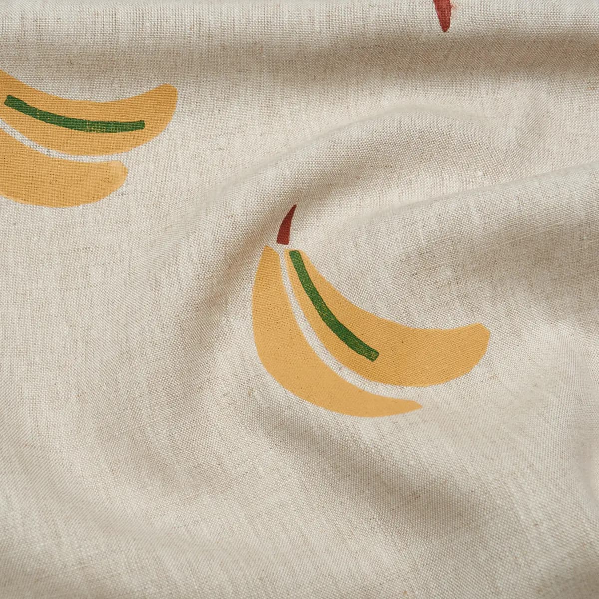 BANANA STAND HAND BLOCK PRINT_ OCHRE AND GREEN ON NATURAL