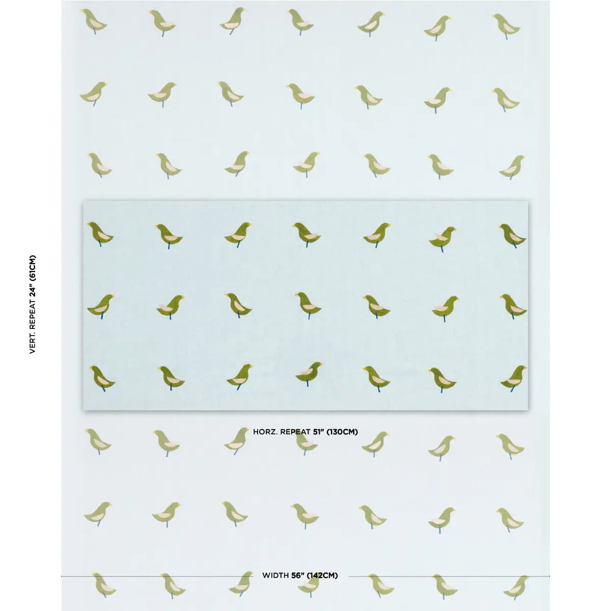 BIRDS HAND-BLOCK PRINT_ GREEN ON SKY