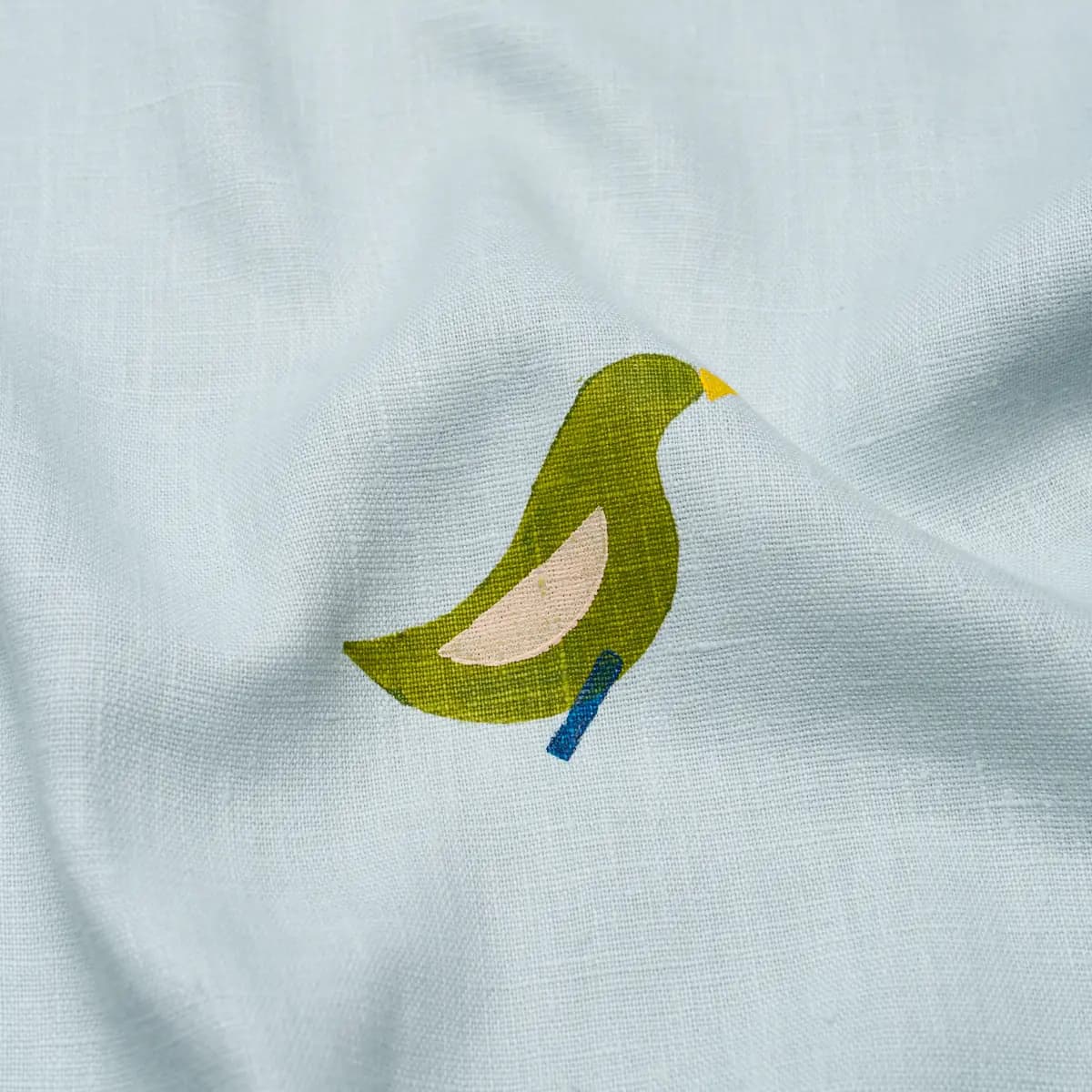 BIRDS HAND-BLOCK PRINT_ GREEN ON SKY