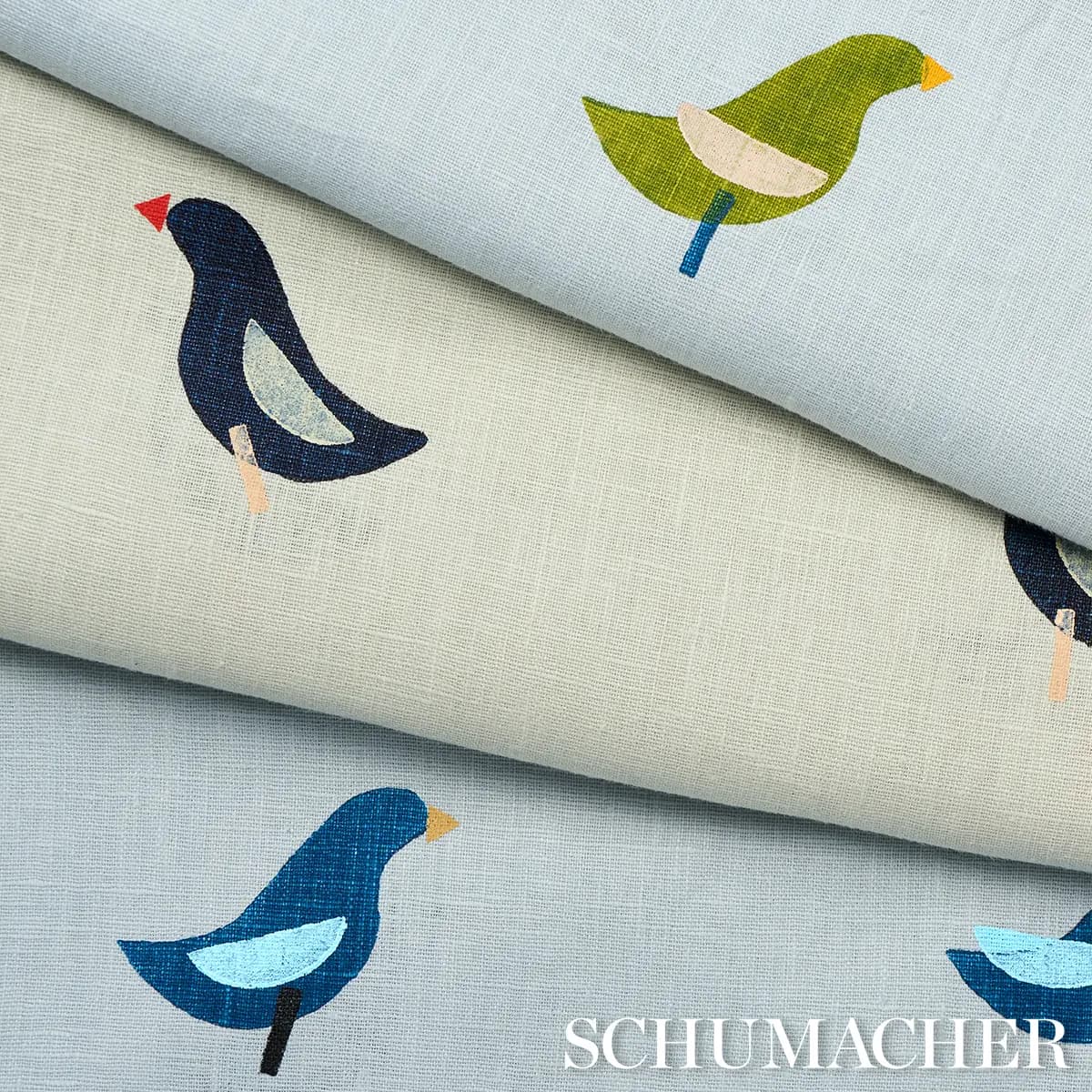 BIRDS HAND-BLOCK PRINT_ GREEN ON SKY
