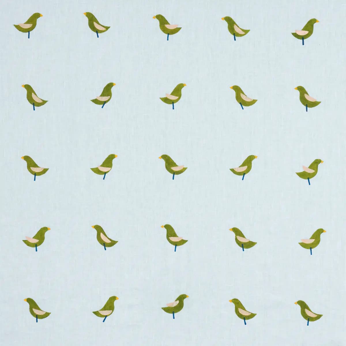 BIRDS HAND-BLOCK PRINT_ GREEN ON SKY