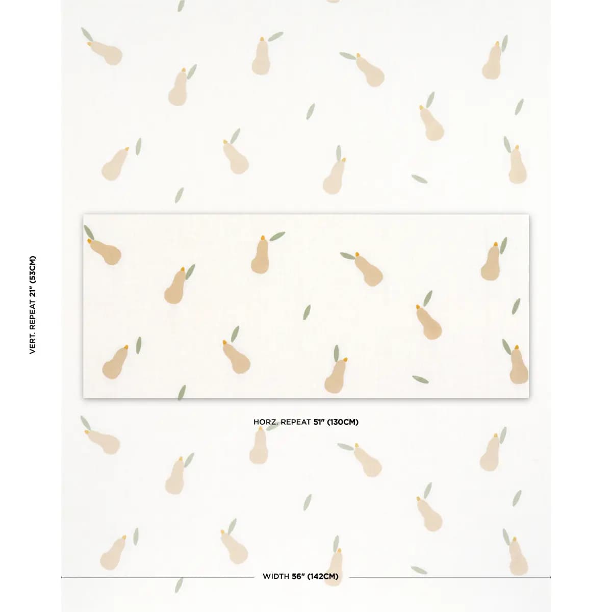 PEARS HAND BLOCK PRINT_ BUFF AND SAGE ON WHITE