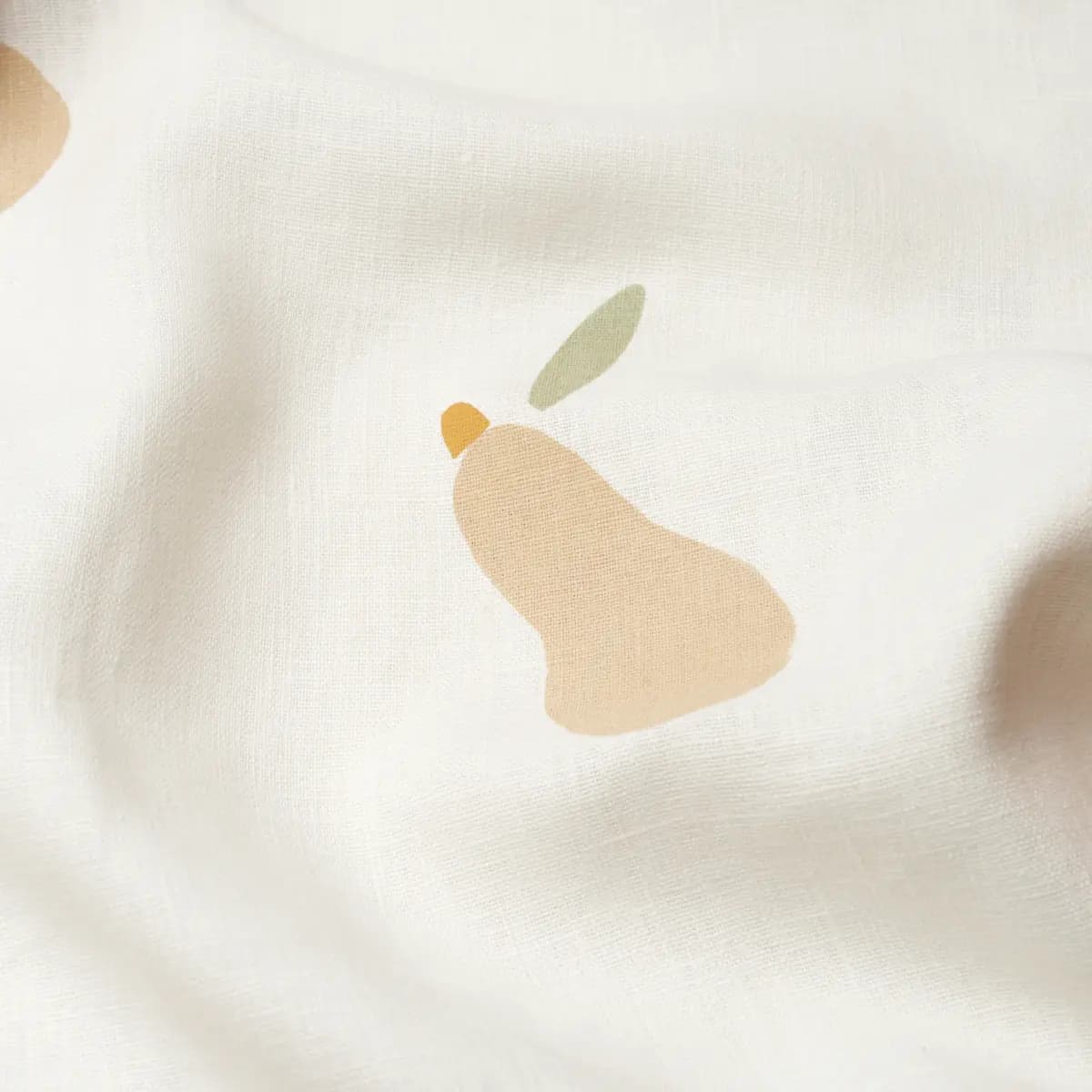 PEARS HAND BLOCK PRINT_ BUFF AND SAGE ON WHITE