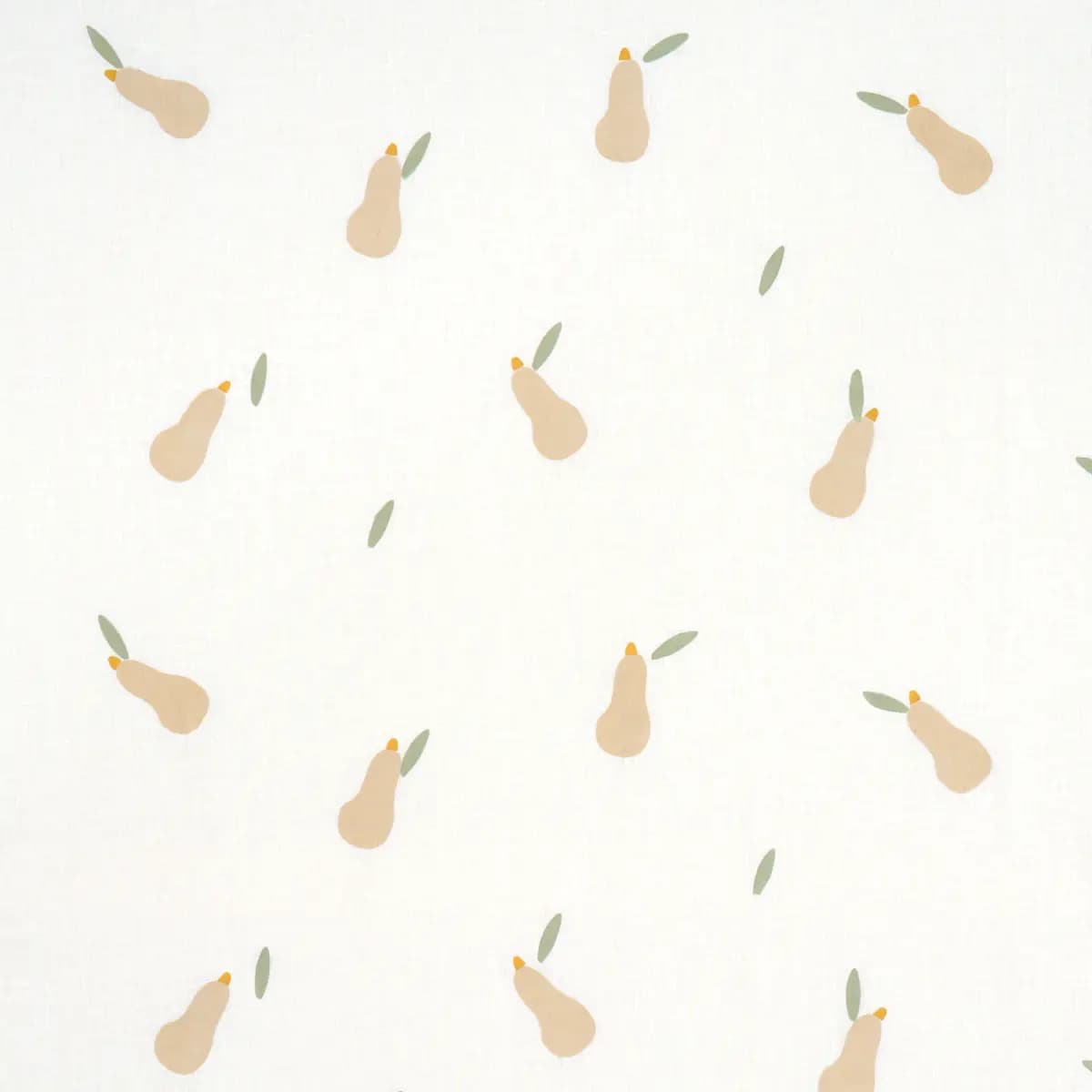 PEARS HAND BLOCK PRINT_ BUFF AND SAGE ON WHITE