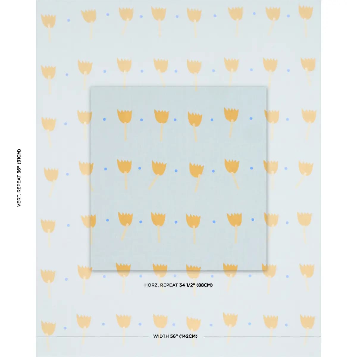 TULIP PLAY HAND BLOCK PRINT_ OCHRE ON SKY