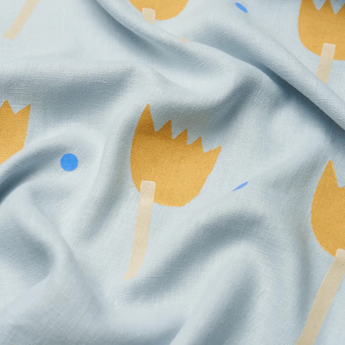 TULIP PLAY HAND BLOCK PRINT_ OCHRE ON SKY