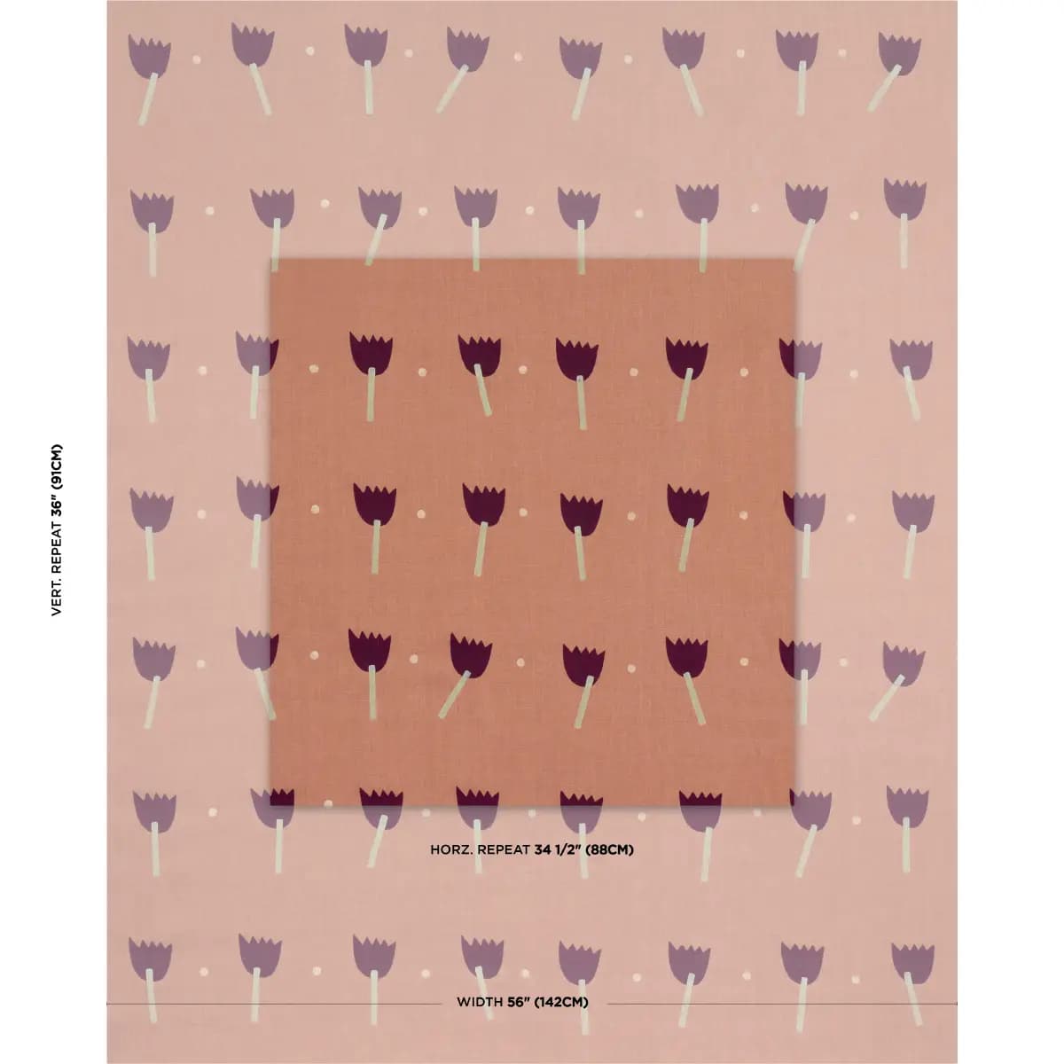 TULIP PLAY HAND BLOCK PRINT_ VIOLET ON RUST