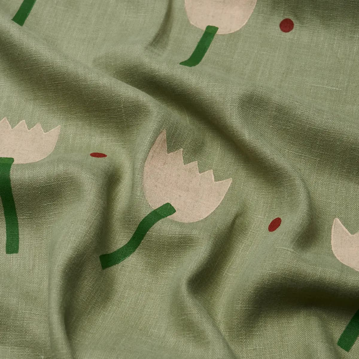 TULIP PLAY HAND BLOCK PRINT_ PEACH ON SAGE