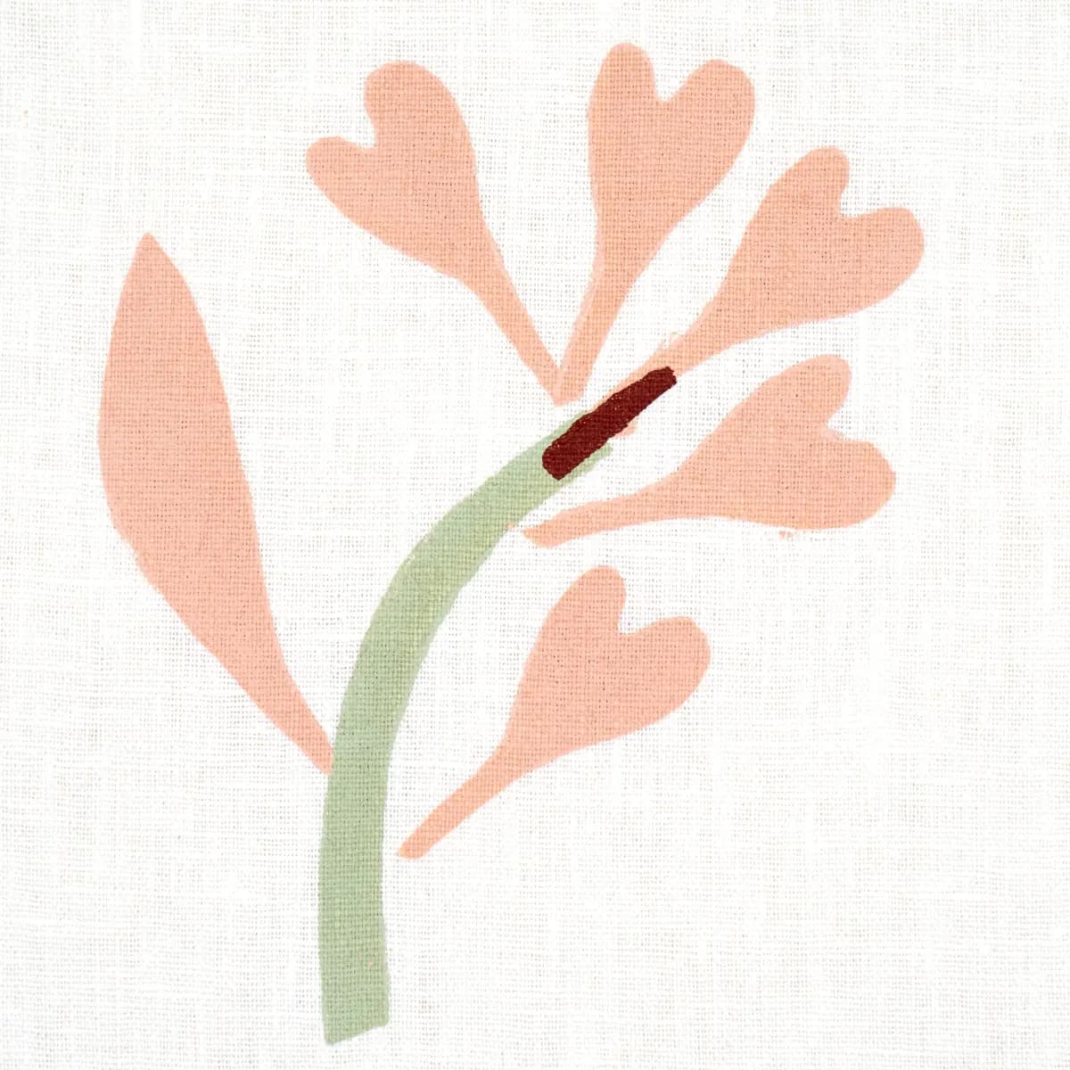 GINKGO HAND BLOCK PRINT_ PINK AND SAGE ON WHITE