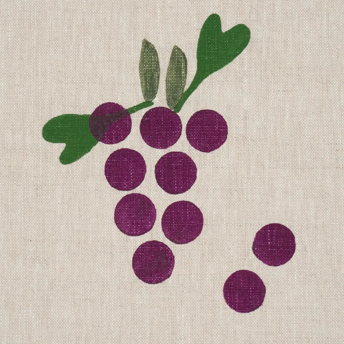 GRAPES HAND BLOCK PRINT_ PURPLE ON NATURAL