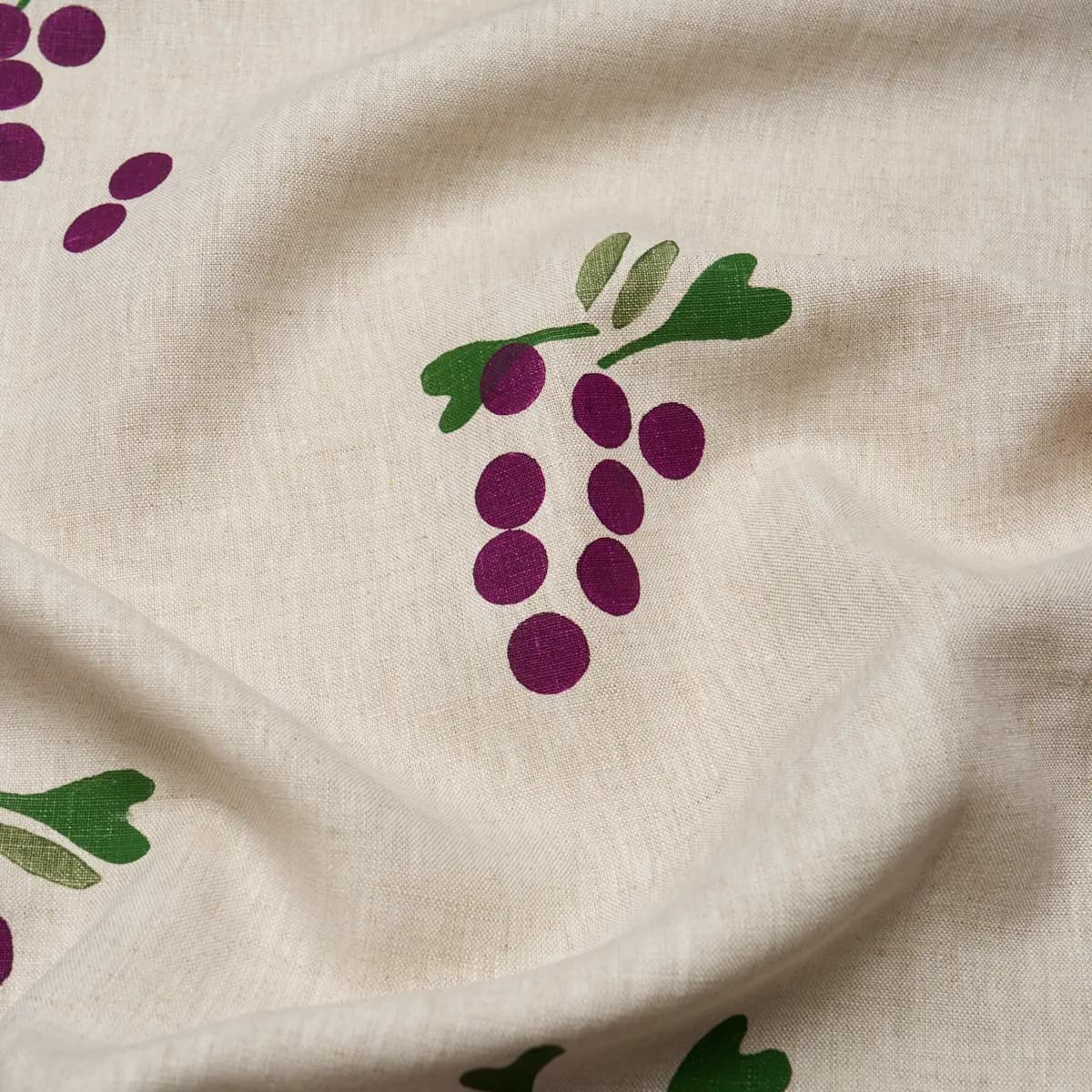GRAPES HAND BLOCK PRINT_ PURPLE ON NATURAL