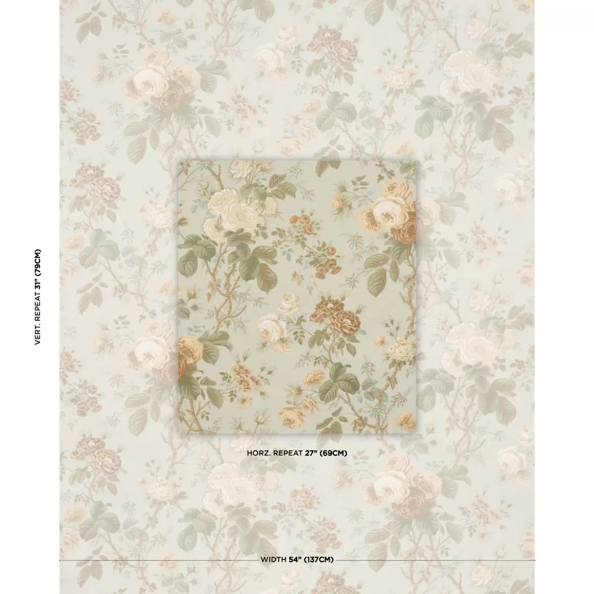 SHE WALKS IN BEAUTY CHINTZ_ CELADON