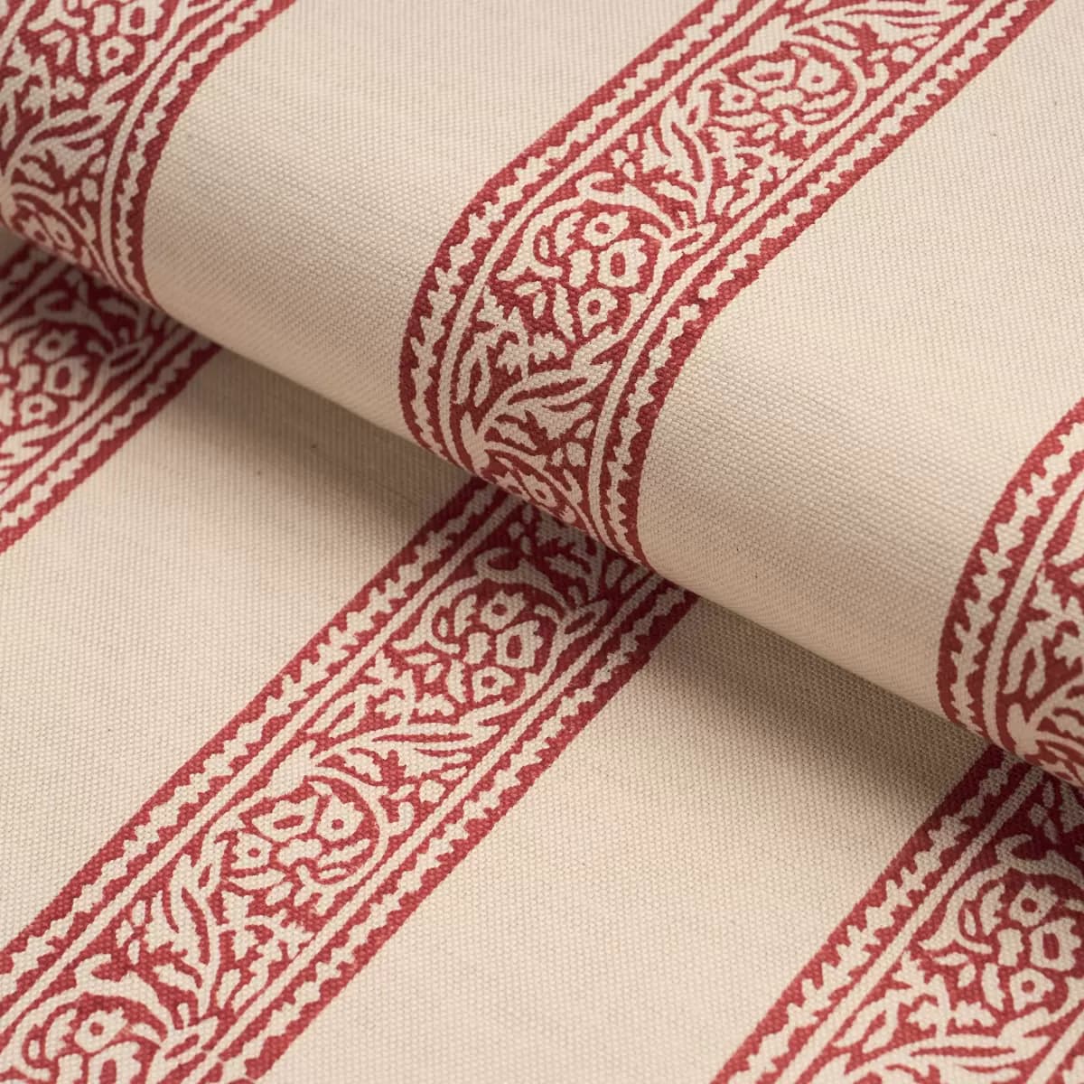 MAHDAVI STRIPE HAND-BLOCK PRINT_ RED