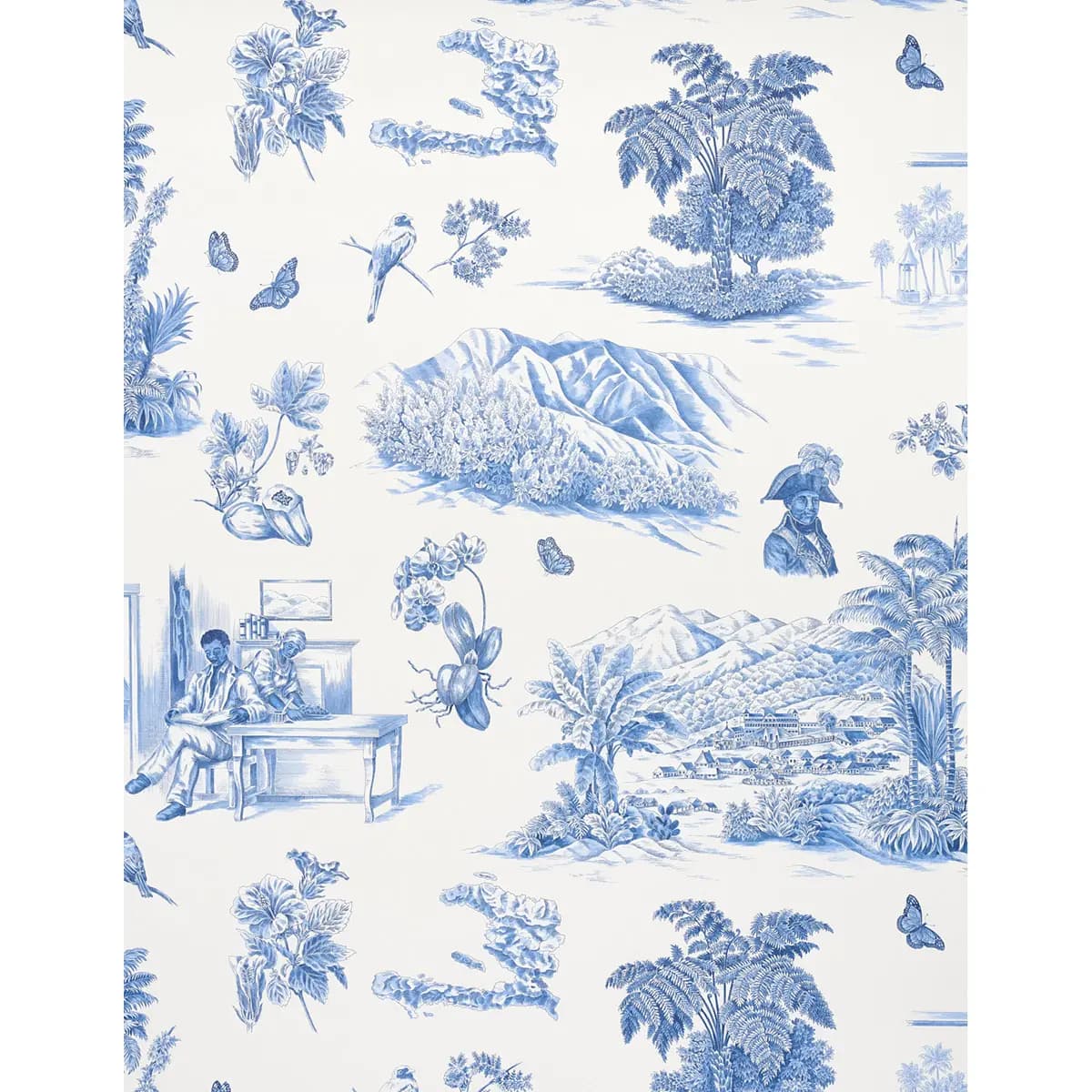 TOUSSAINT TOILE_ BLUE ON IVORY