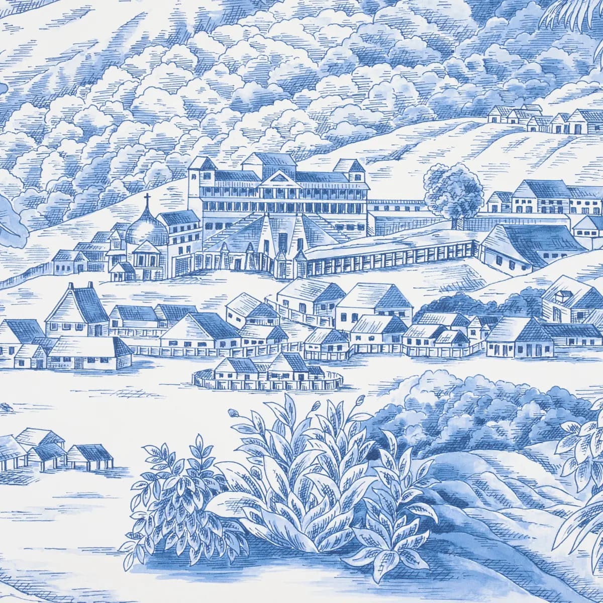 TOUSSAINT TOILE_ BLUE ON IVORY