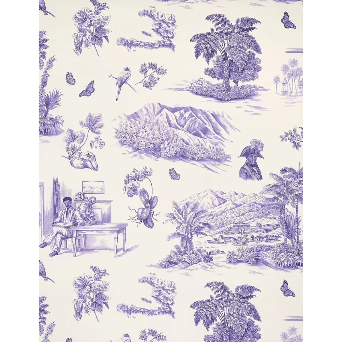 TOUSSAINT TOILE_ PURPLE ON CREAM