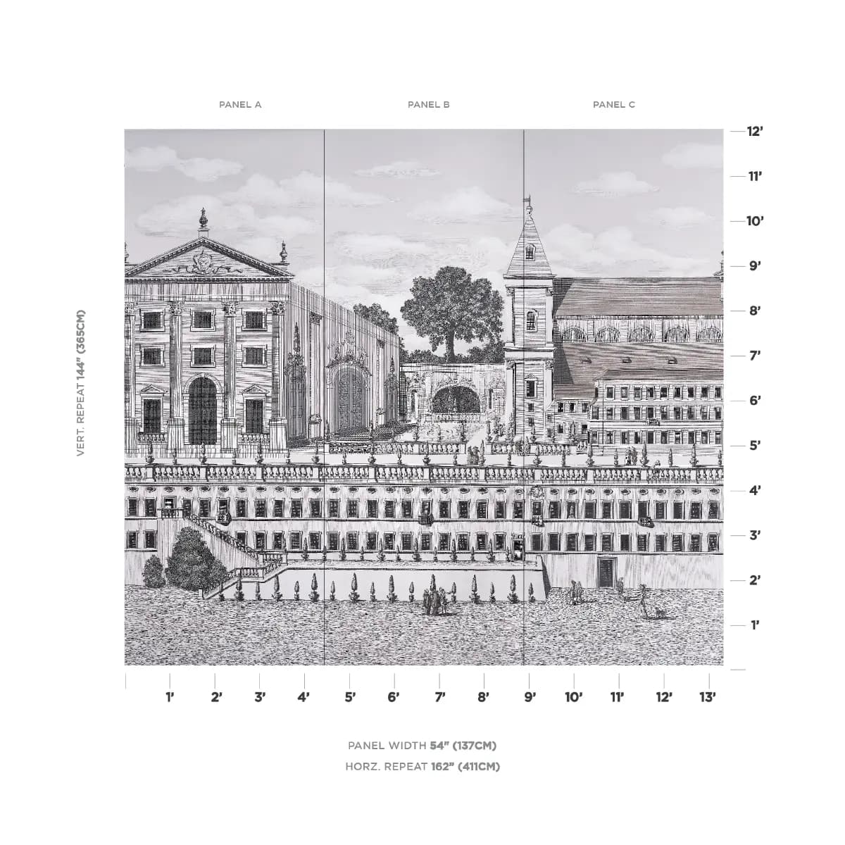 PIAZZA FIRENZE PANEL SET_ GRISAILLE