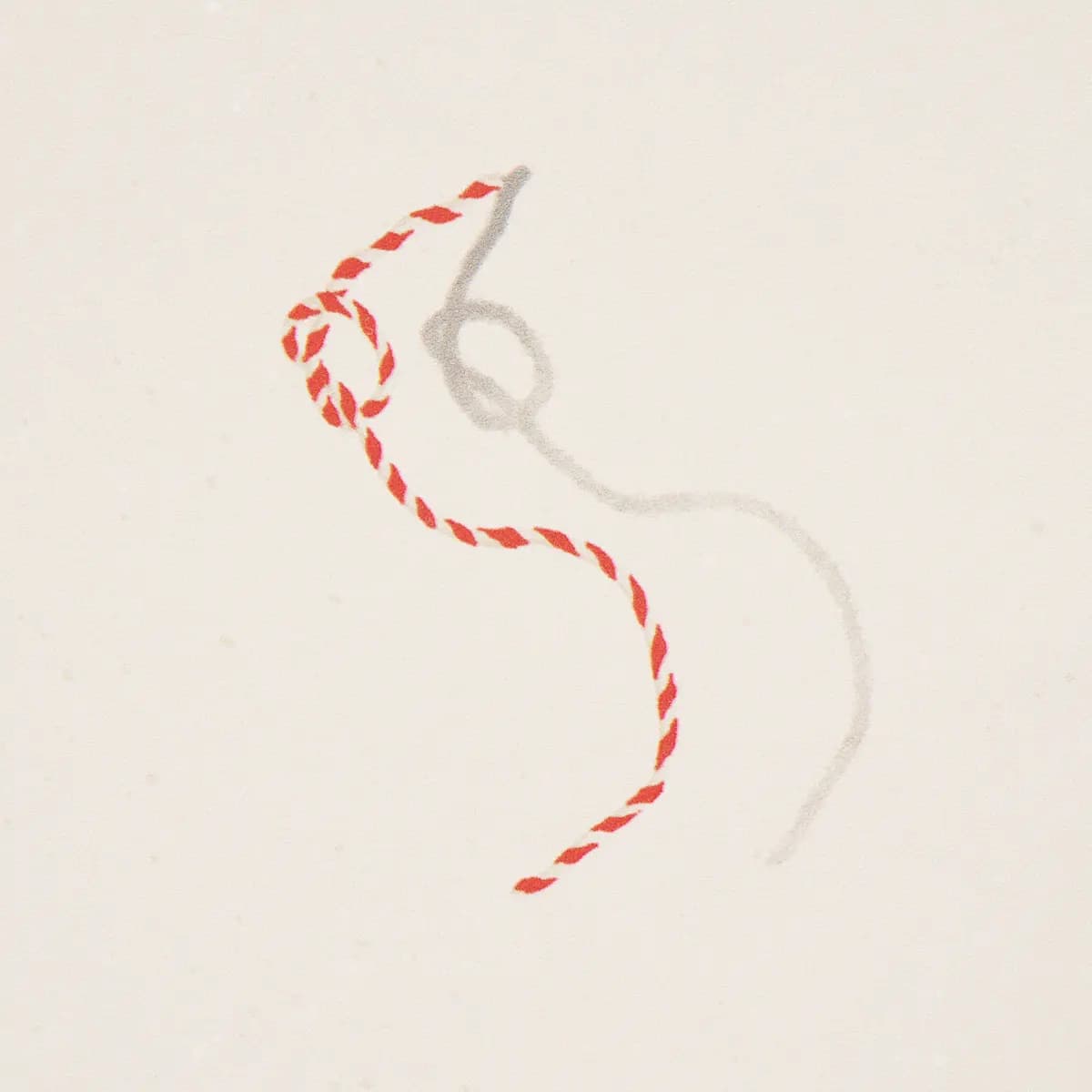 BUTCHER STRING_ RED AND WHITE ON IVORY