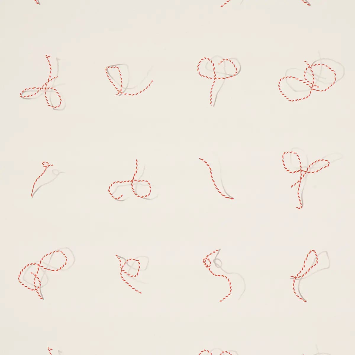 BUTCHER STRING_ RED AND WHITE ON IVORY