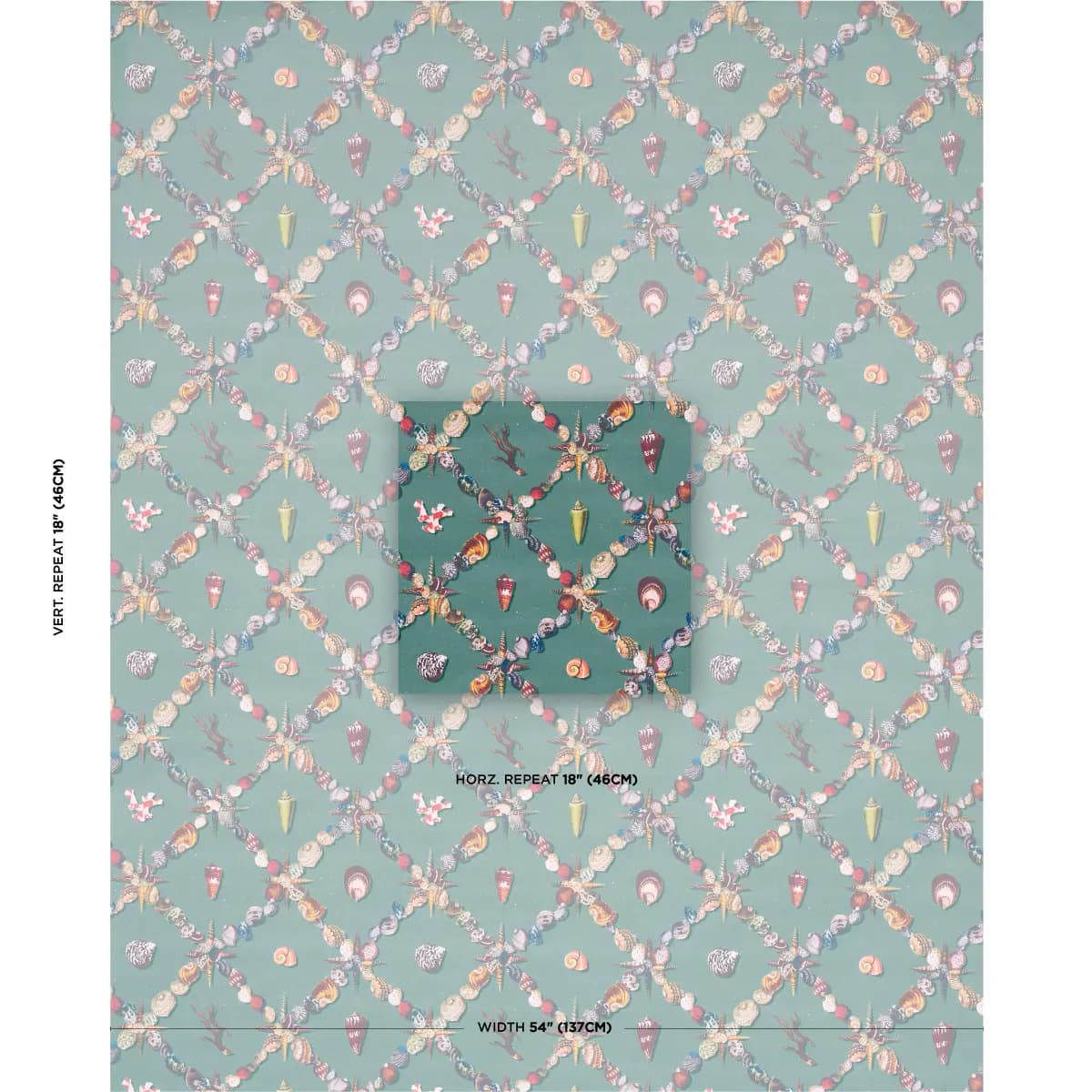 GROTTO TREILLAGE_ MULTI ON TEAL