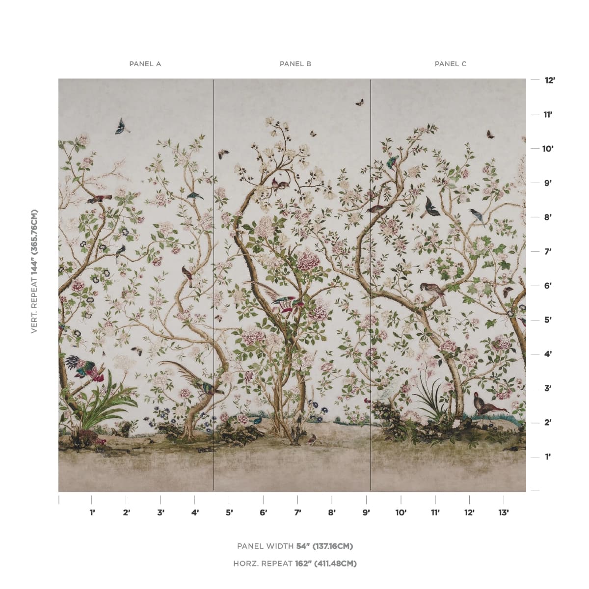 LES OISEAUX PANEL SET_ IVORY