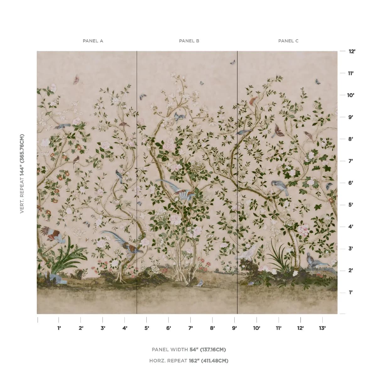 Les Oiseaux Panel Set_ PARCHMENT