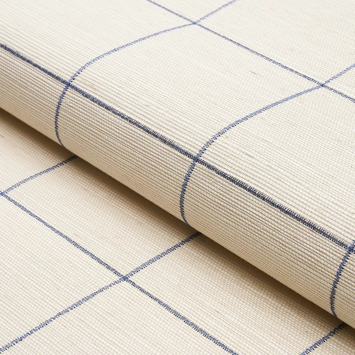 WINDOWPANE EMBROIDERED SISAL_ NAVY