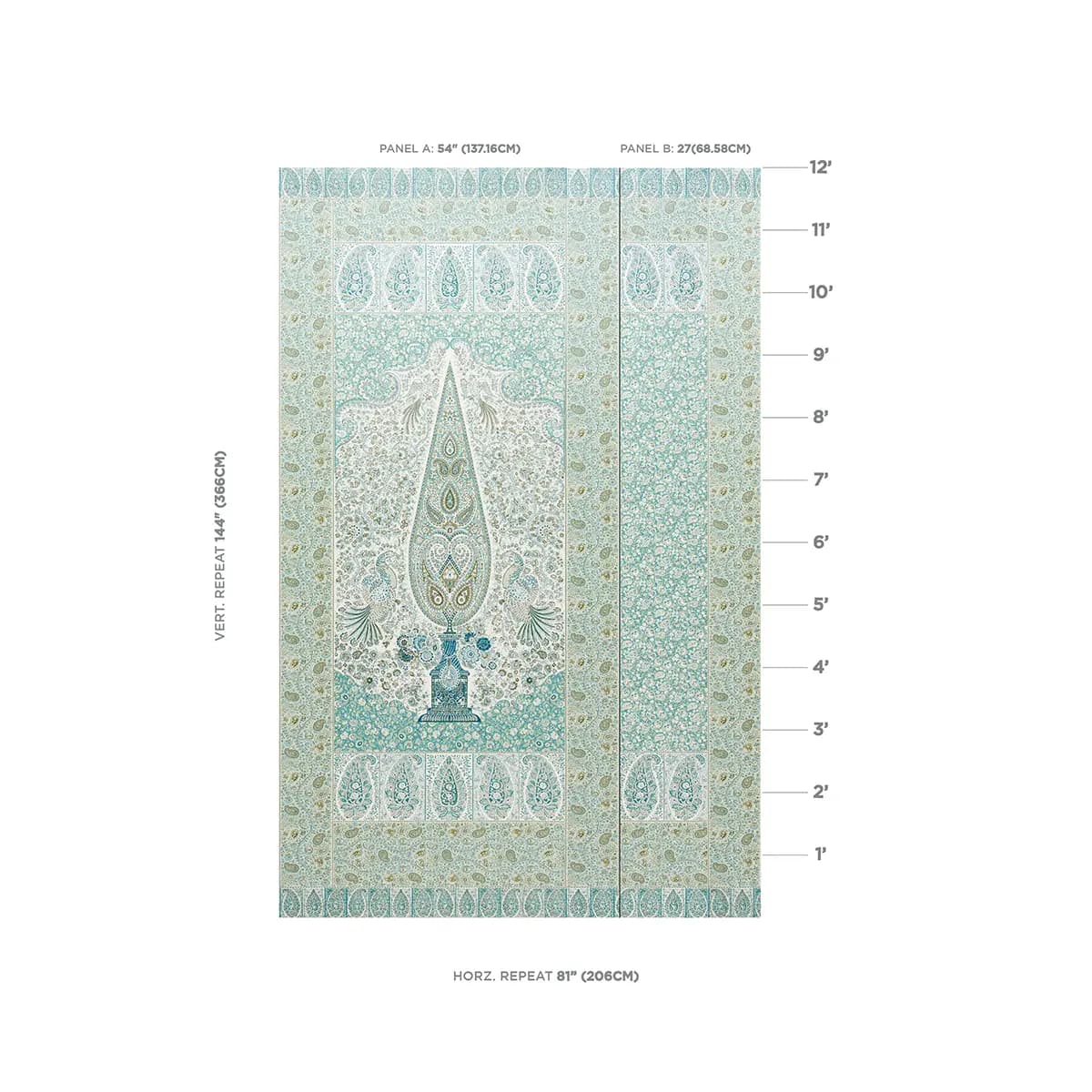 COLMERY PAISLEY PANEL SET_ PEACOCK