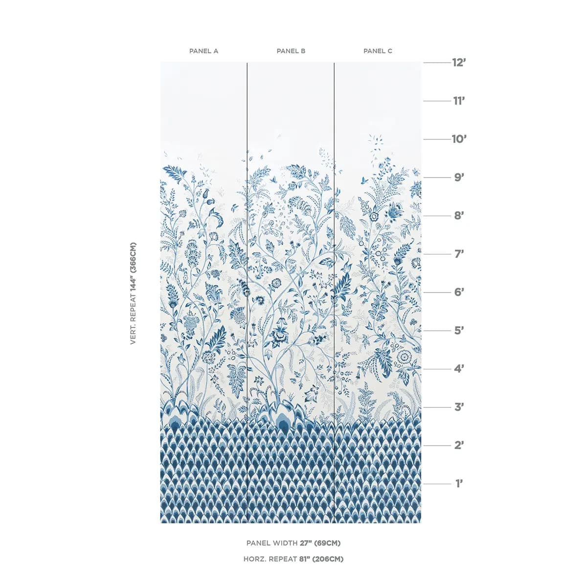 CHINOISERIE GRANDE PANEL SET_ INDIGO