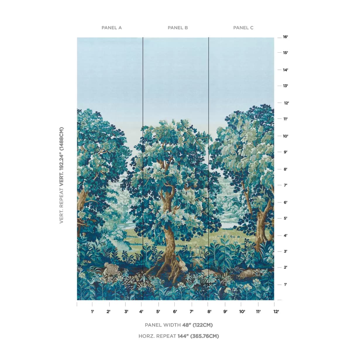 La Forêt 3 Panel Set_ AUTUMN GREEN FOREST