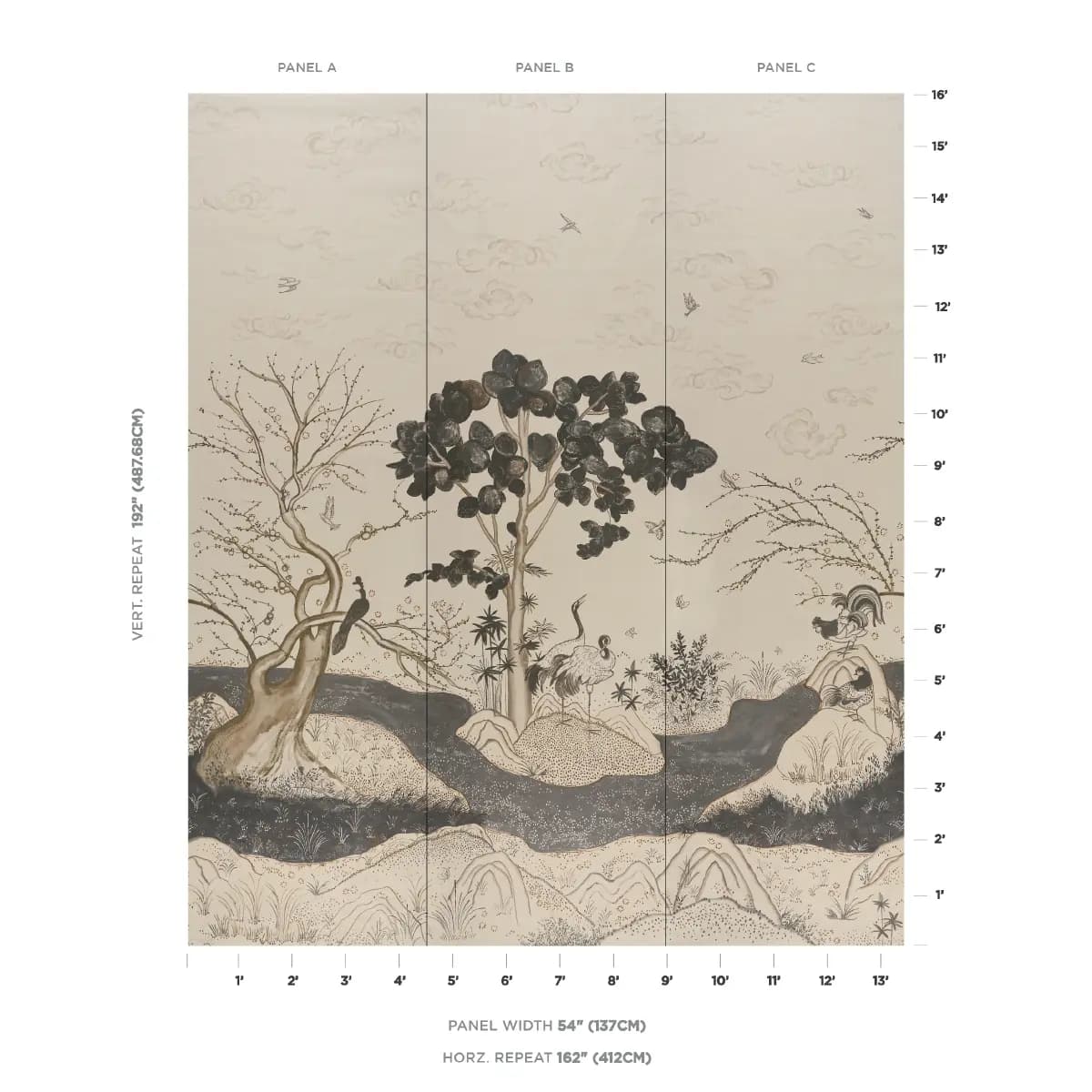 Birdsong 3 Panel Set_ CARBON