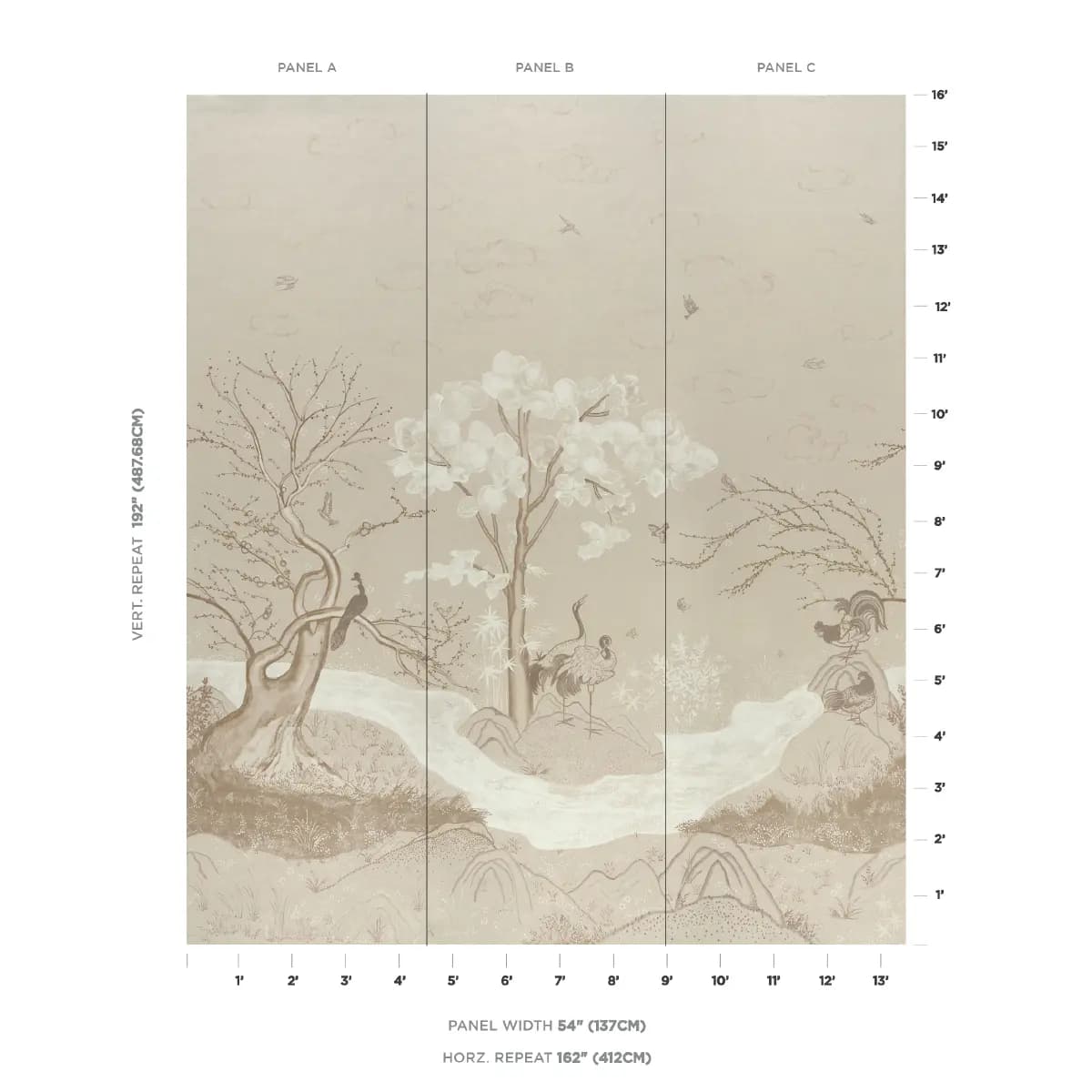 Birdsong 3 Panel Set_ IVORY
