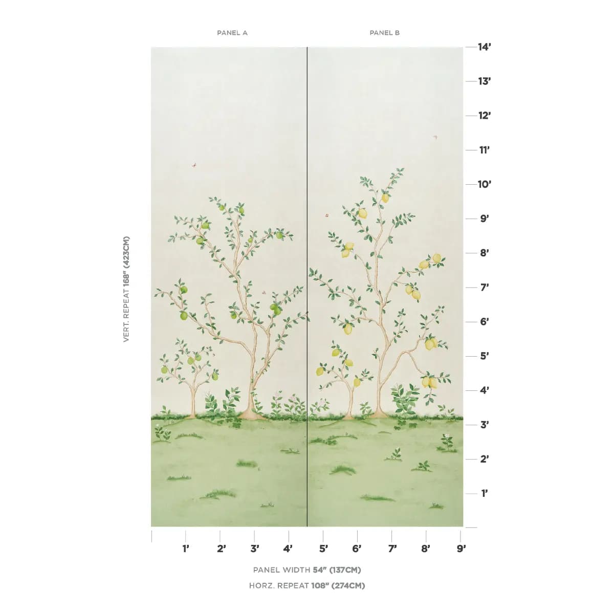 Citrus Blossom 2 Panel Set_ CREAM